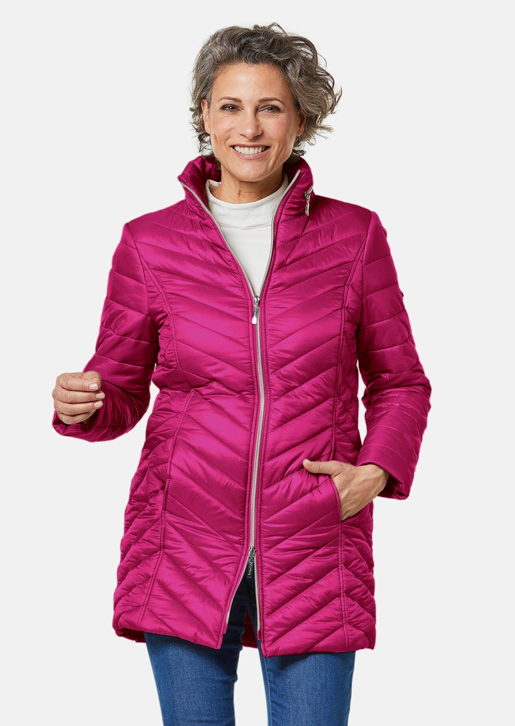 GOLDNER Kurzjacke »Longsteppjacke Figurschmeichelnde, leichte Longsteppjacke«