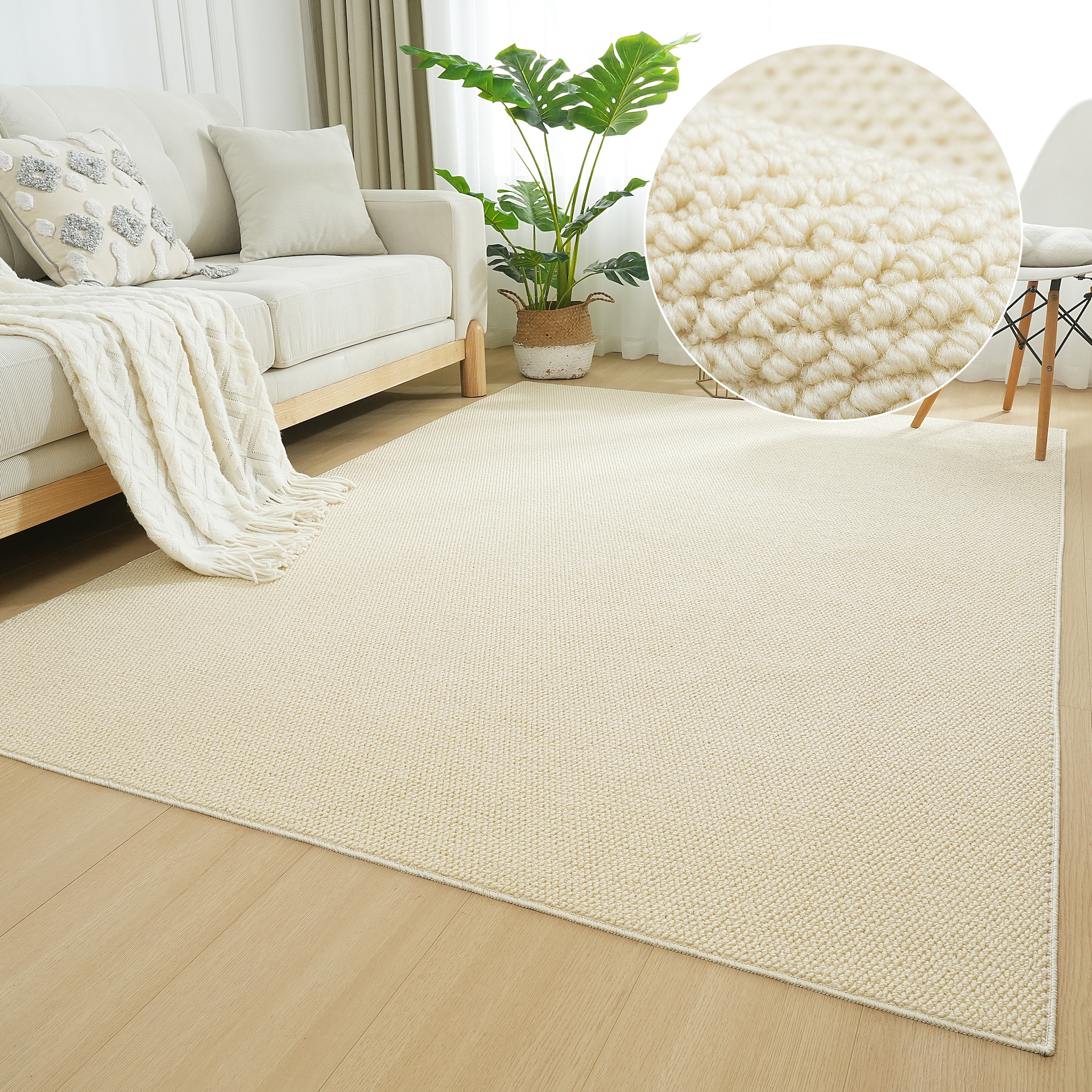 Teppich OTTO HOME "Lilia" Gr. 4, beige (natur), B:160cm H:5mm L:230cm, Kunstfaser, Teppiche, Teppich, Sisal-Optik, uni, waschbar, Wohnzimmer, Schlafzimmer, Esszimmer