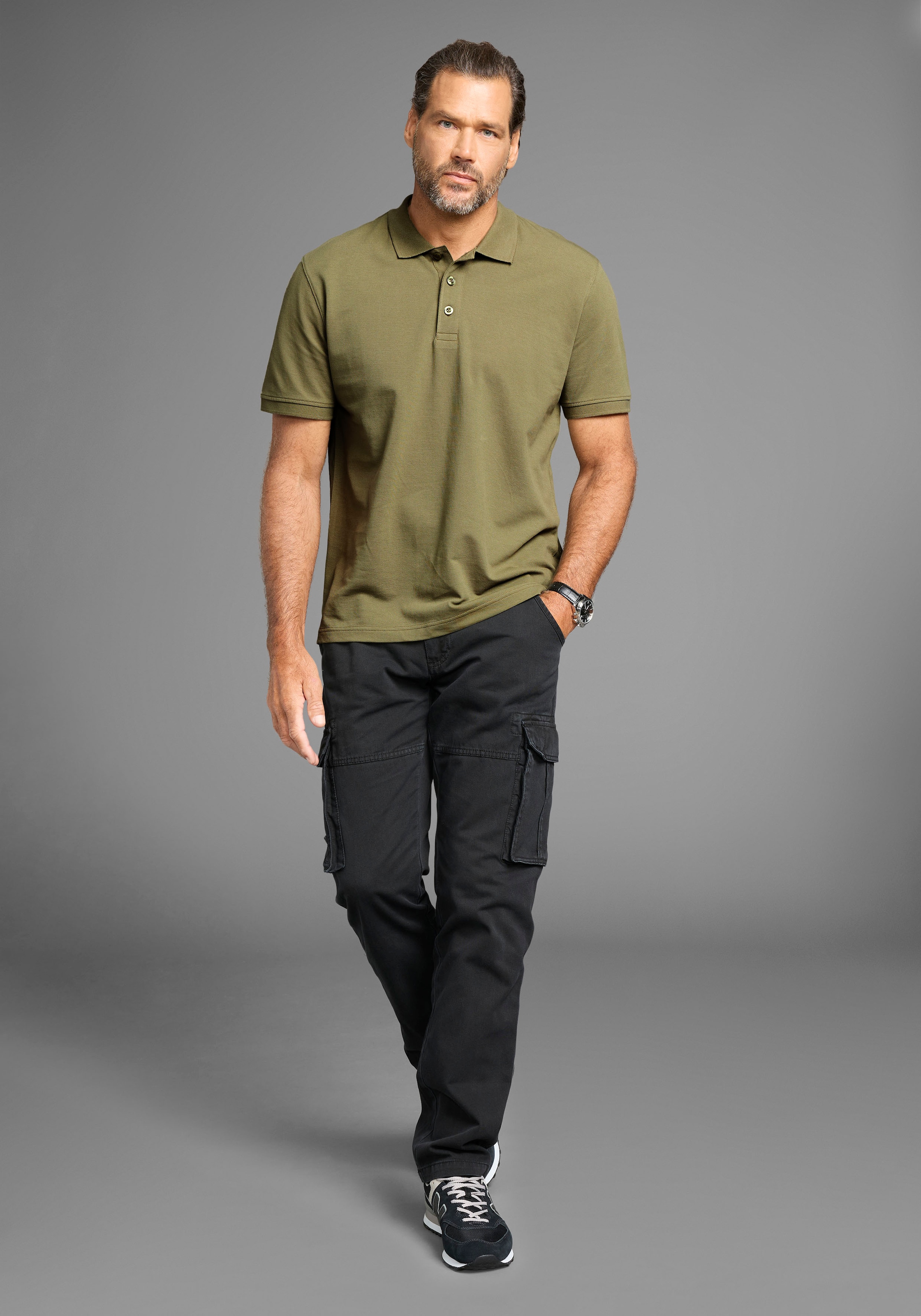 Man's World Poloshirt, Kurzarm, lockere Passform, unifarben