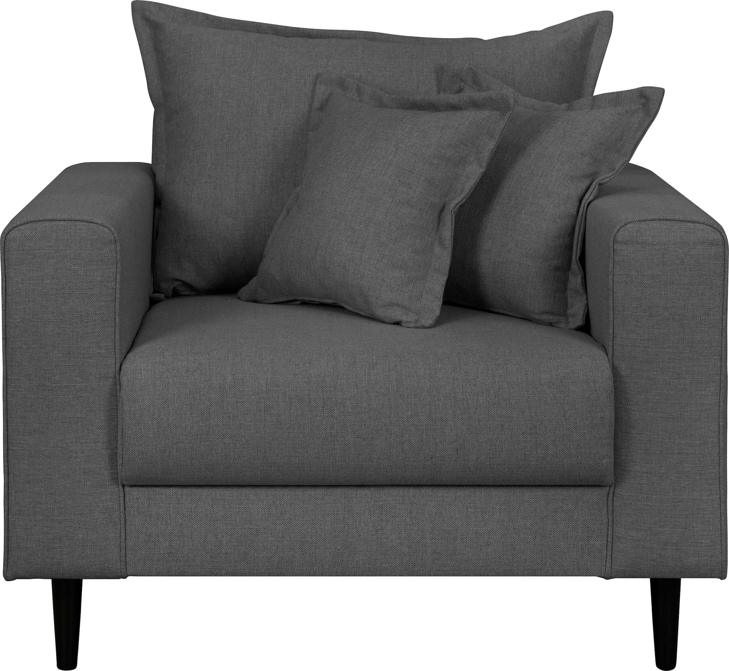 Home affaire Sessel »VEYRAS Loungesessel, Maße B/T/H: 95/84/76 cm« mit Wellenunterfederung, incl. Kissen