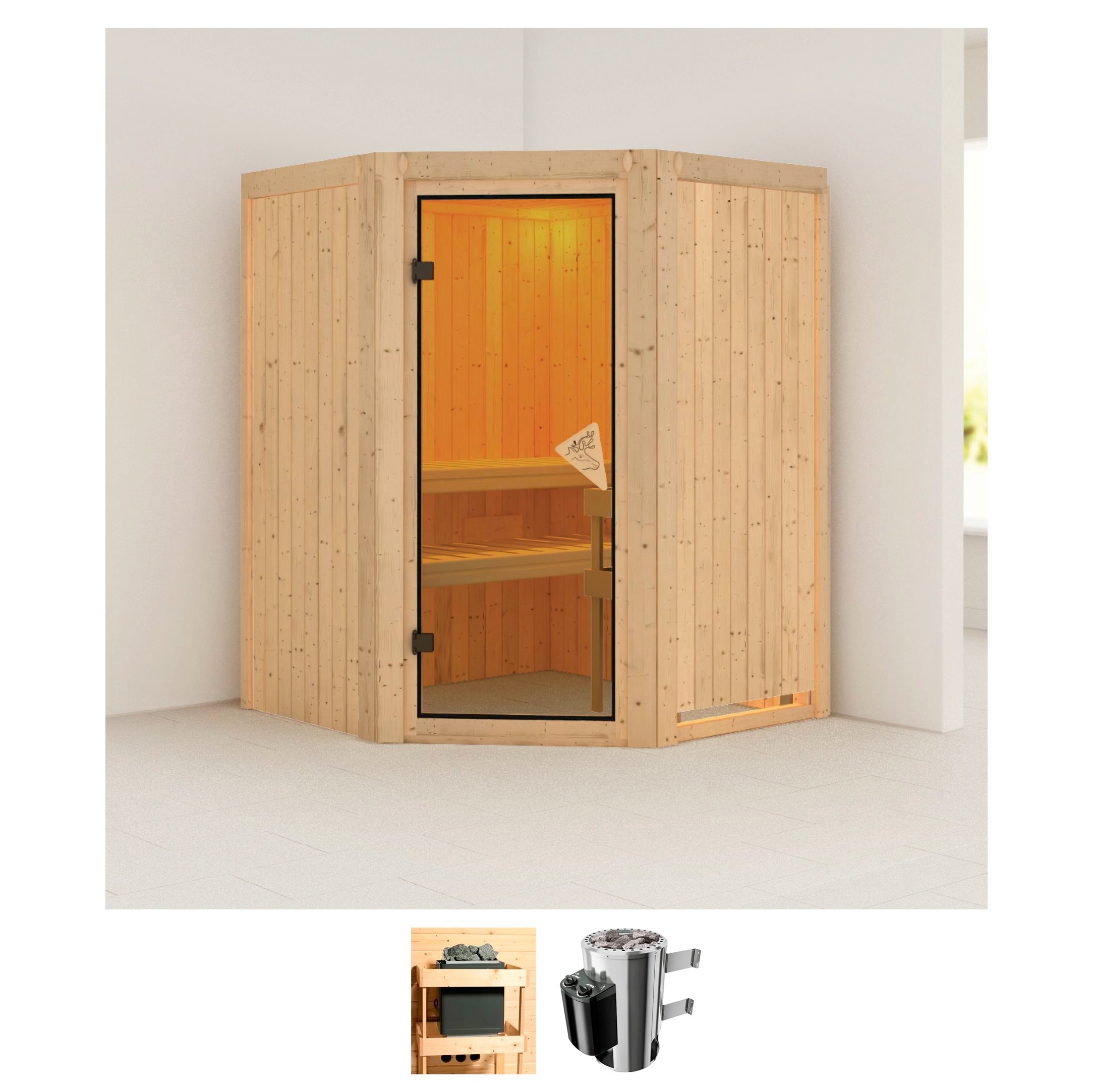 Karibu "Nanna" Set, Ofen 3,6 kW intgr. Strg