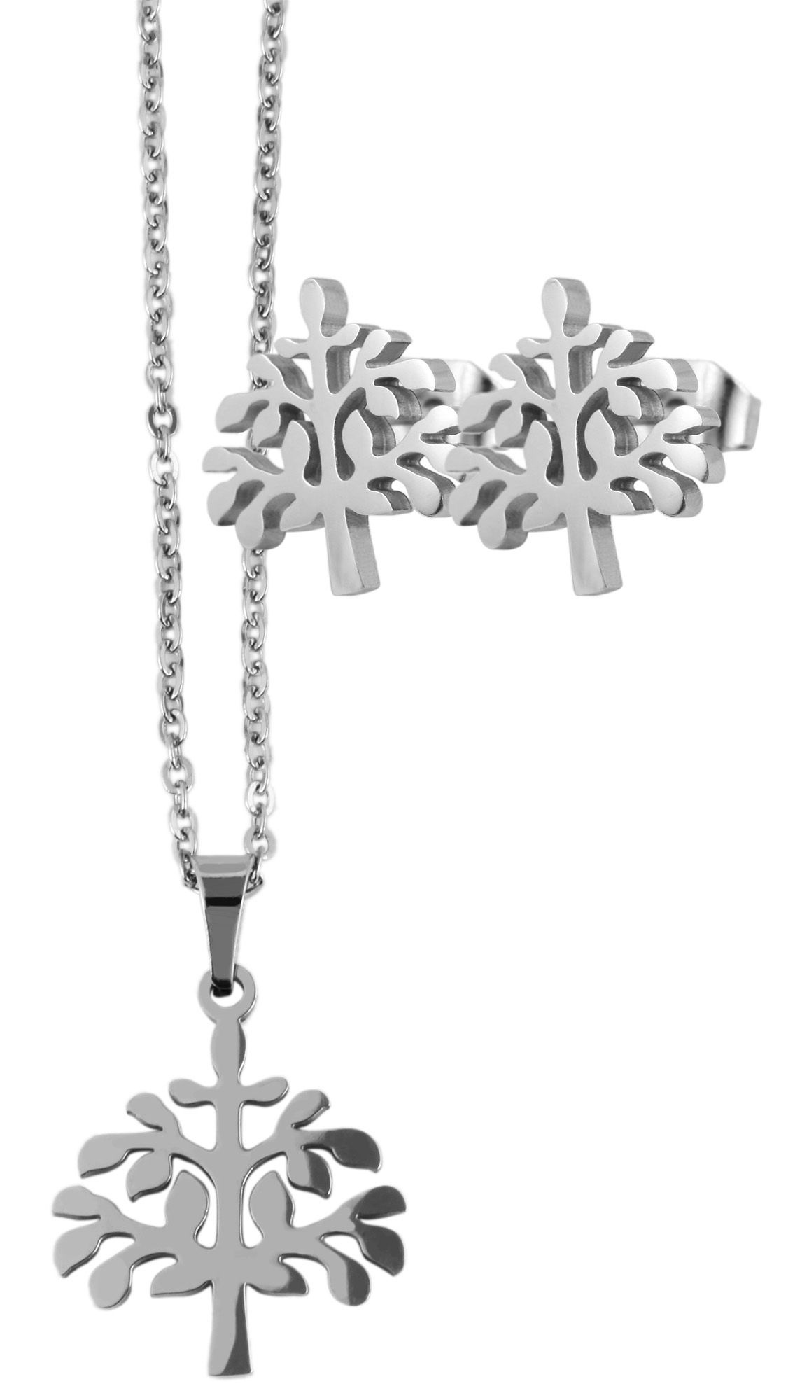 Kette ohne Anhänger ADELIA´S "Damen Halskette mit Anhänger – Lebensbaum aus Edelstahl", silber, Halsketten, Damen, 43cm, Edelstahl, Ein Geschenk, das Freude macht
