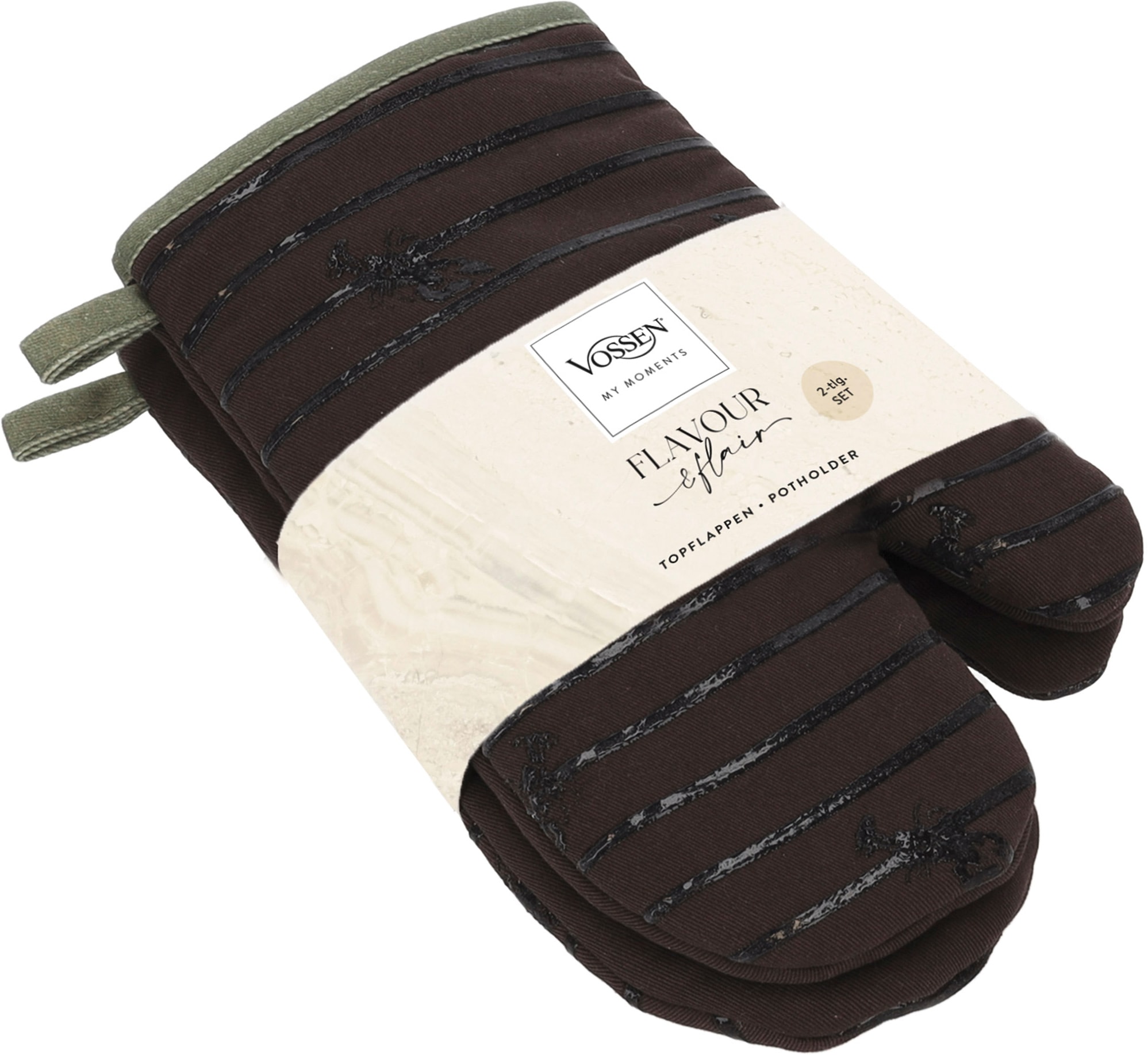 Vossen Topfhandschuhe "Scandi Cook" mit Silikonbeschichtung im Lobster-Design, Hitzebeständig bis 250
