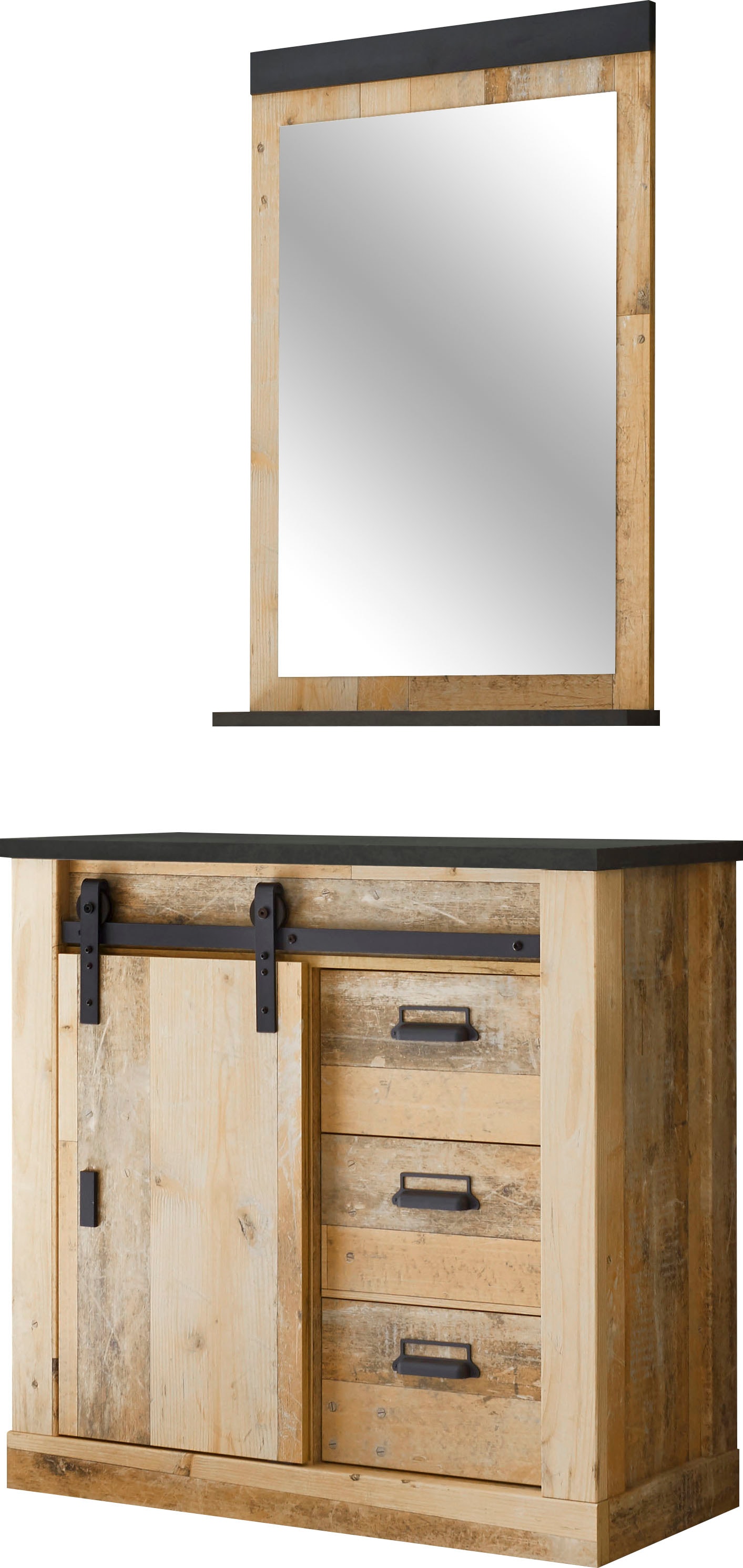 Home affaire Garderoben-Set "Sherwood, Garderobe im Industrial-Style, Komplettset mit viel Stauraum" 2 Stk. tlg.