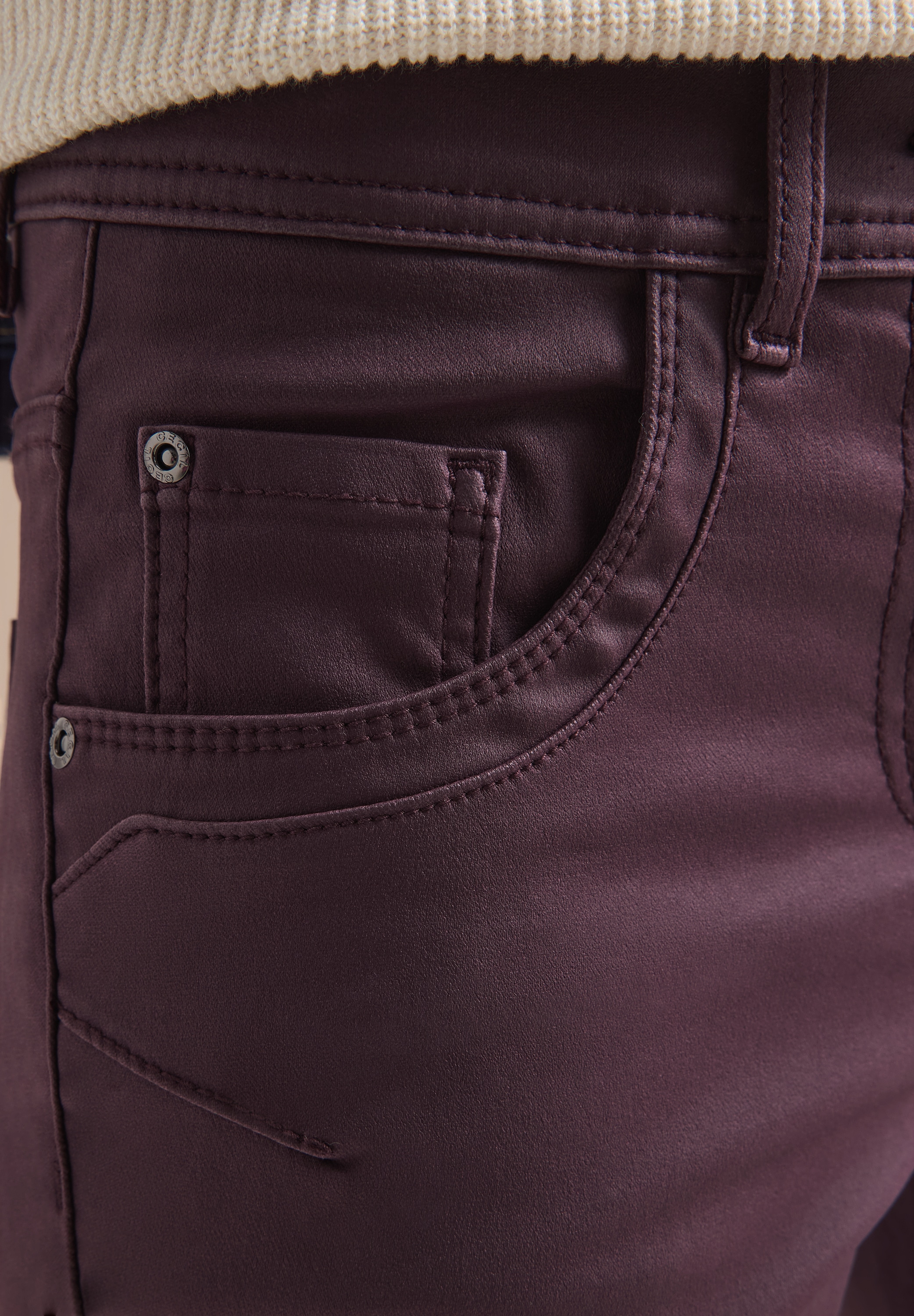 Cecil 5-Pocket-Hose »Style Toronto«  im Leder-Look, mit leicht glänzender Beschichtung