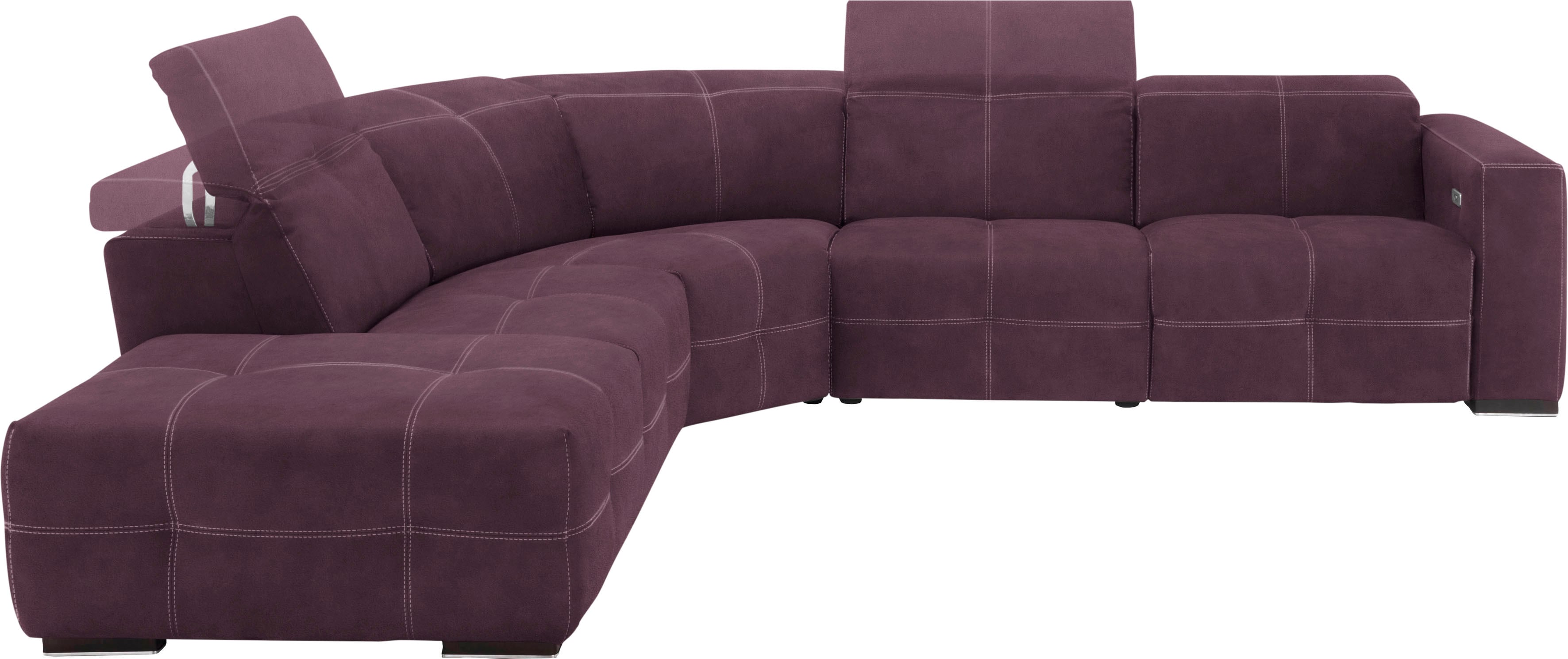 Egoitaliano Ecksofa "Sauvanne, Designsofa der Extraklasse, elegant und bequem, L-Form" wahlweise mit elektrischer Relaxfunktion, Kopfteilverstellung
