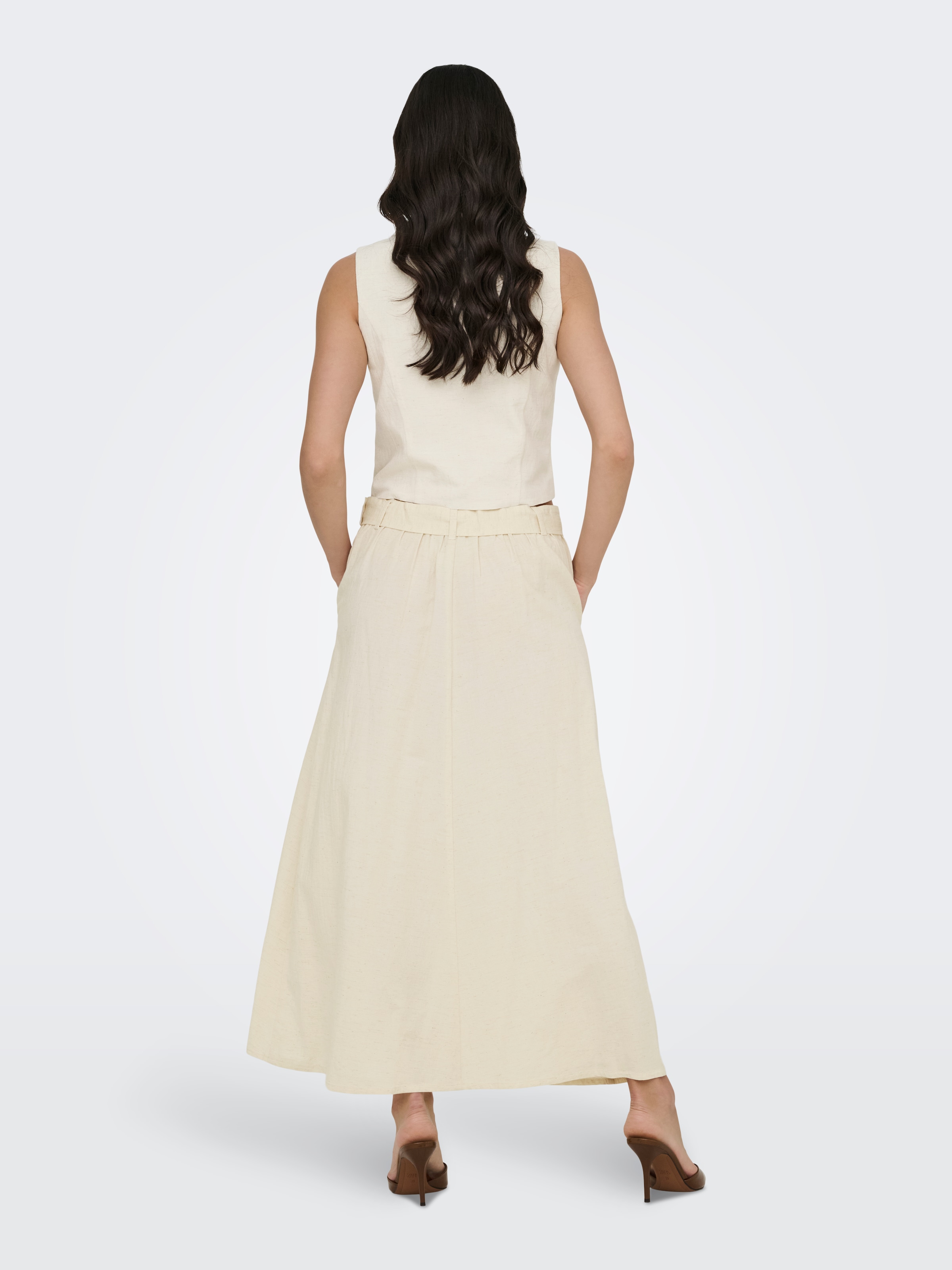 JDY Maxirock »JDYMILAN LINEN HW BELTED SKIRT WVN DIA« Sommerrock mit Leinen