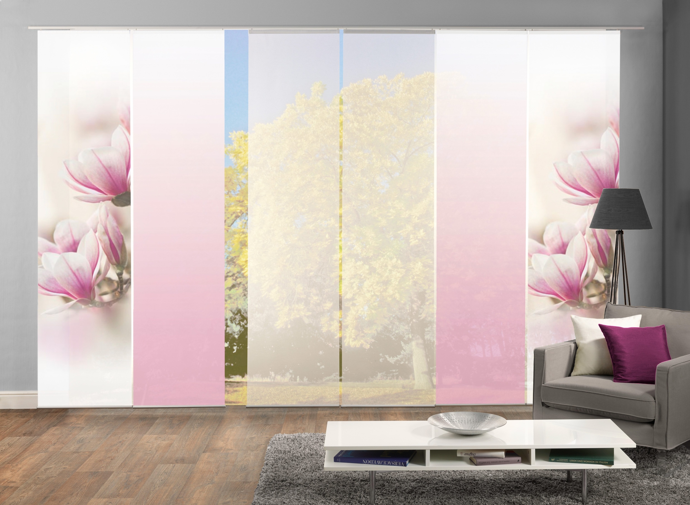 HOME WOHNIDEEN Schiebegardine »MAGNONE« Klettband 6 Stk. tlg. HxB: 245x60, inkl. Befestigungszubehör