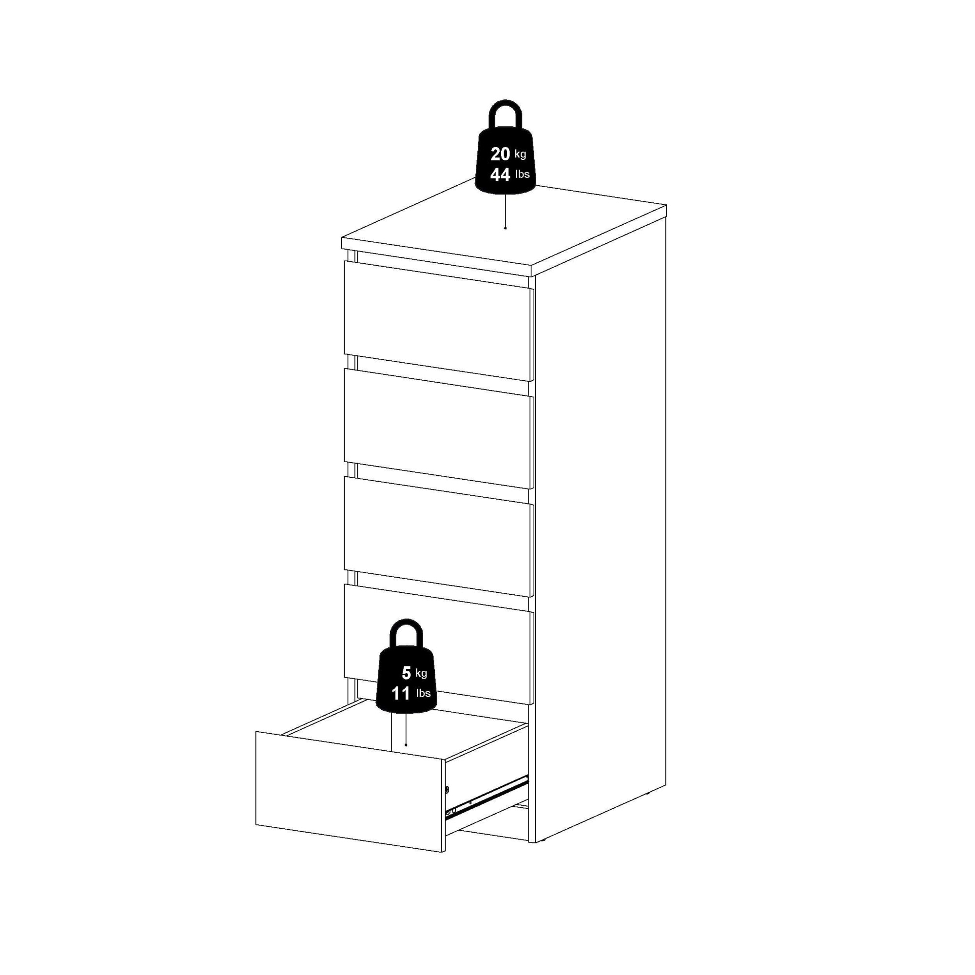 INOSIGN Highboard »Naia, Hochkommode, 5 Schubladen, Aufbewahrung, grifflose Front« Modern, skandinavisches Design, Schmal, in mehrere Farben