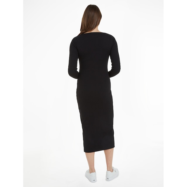 Calvin Klein Jeans Jerseykleid »LABEL LONG SLEEVE RIB DRESS« bestellen |  BAUR