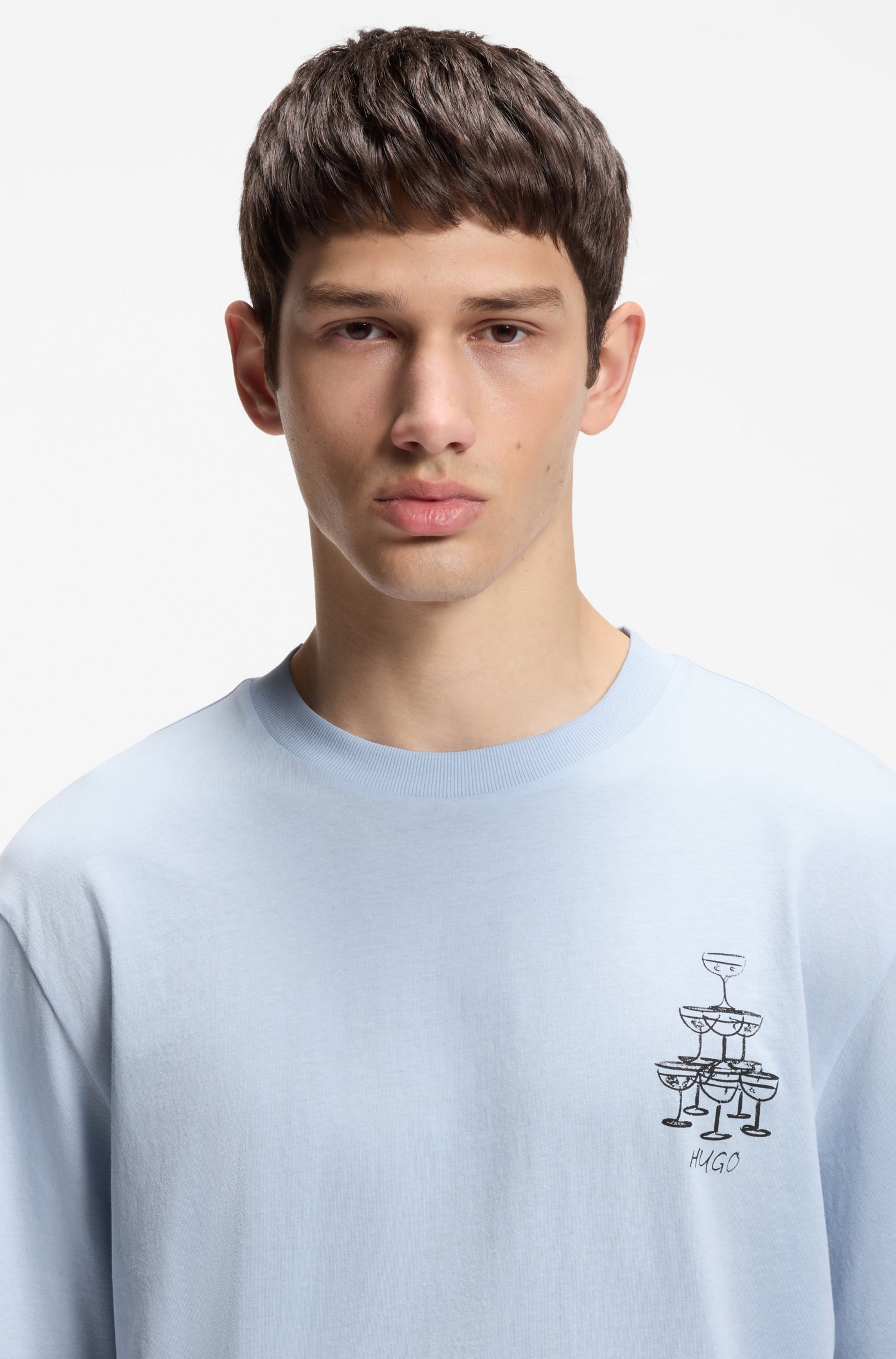 HUGO Blue T-Shirt "Nucavo" mit Artwork, regular fit günstig online kaufen