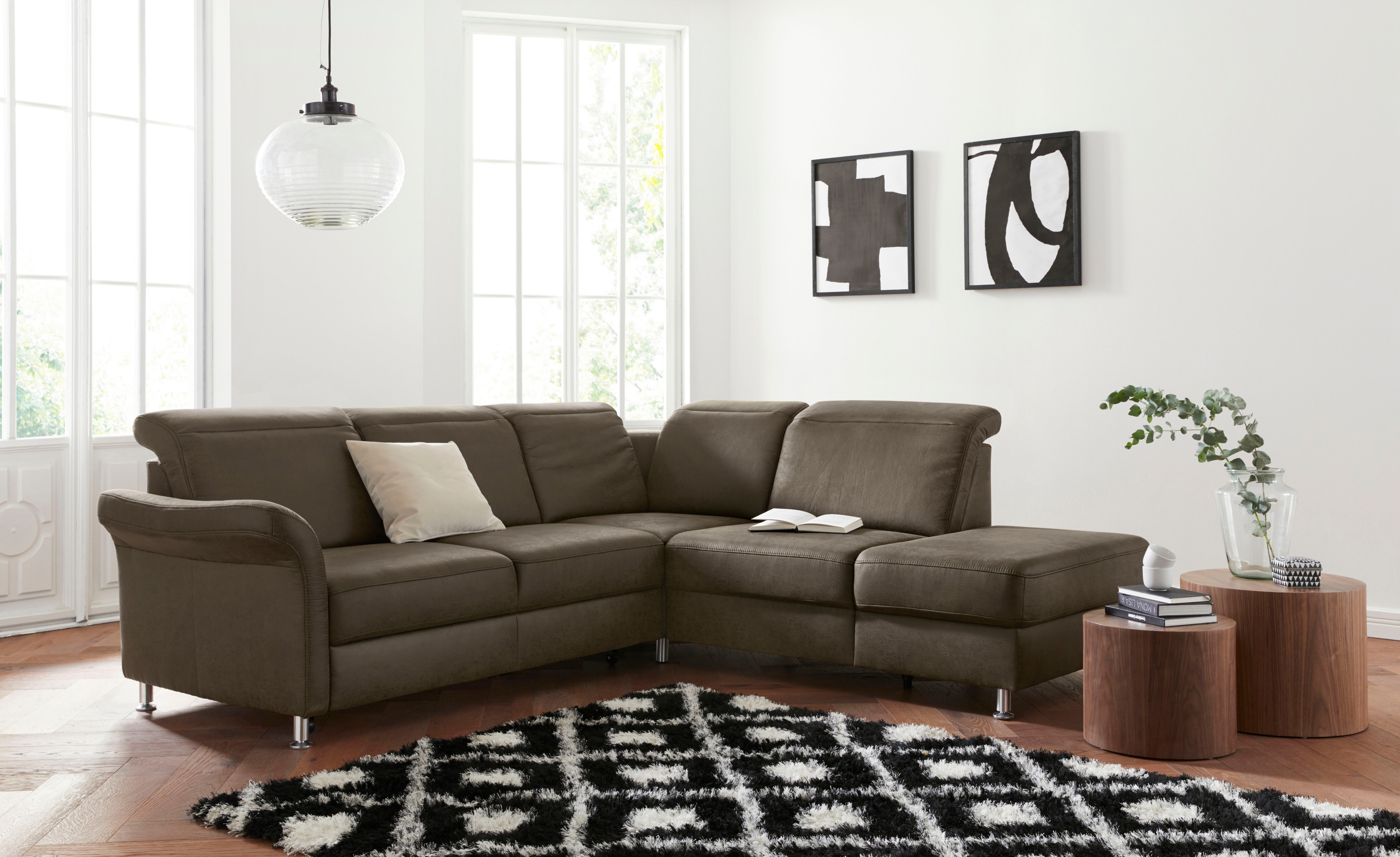sit&more Ecksofa "Darwin L-Form" inklusive Federkern, wahlweise mit Kopfteilverstellung, Schlaffunktion