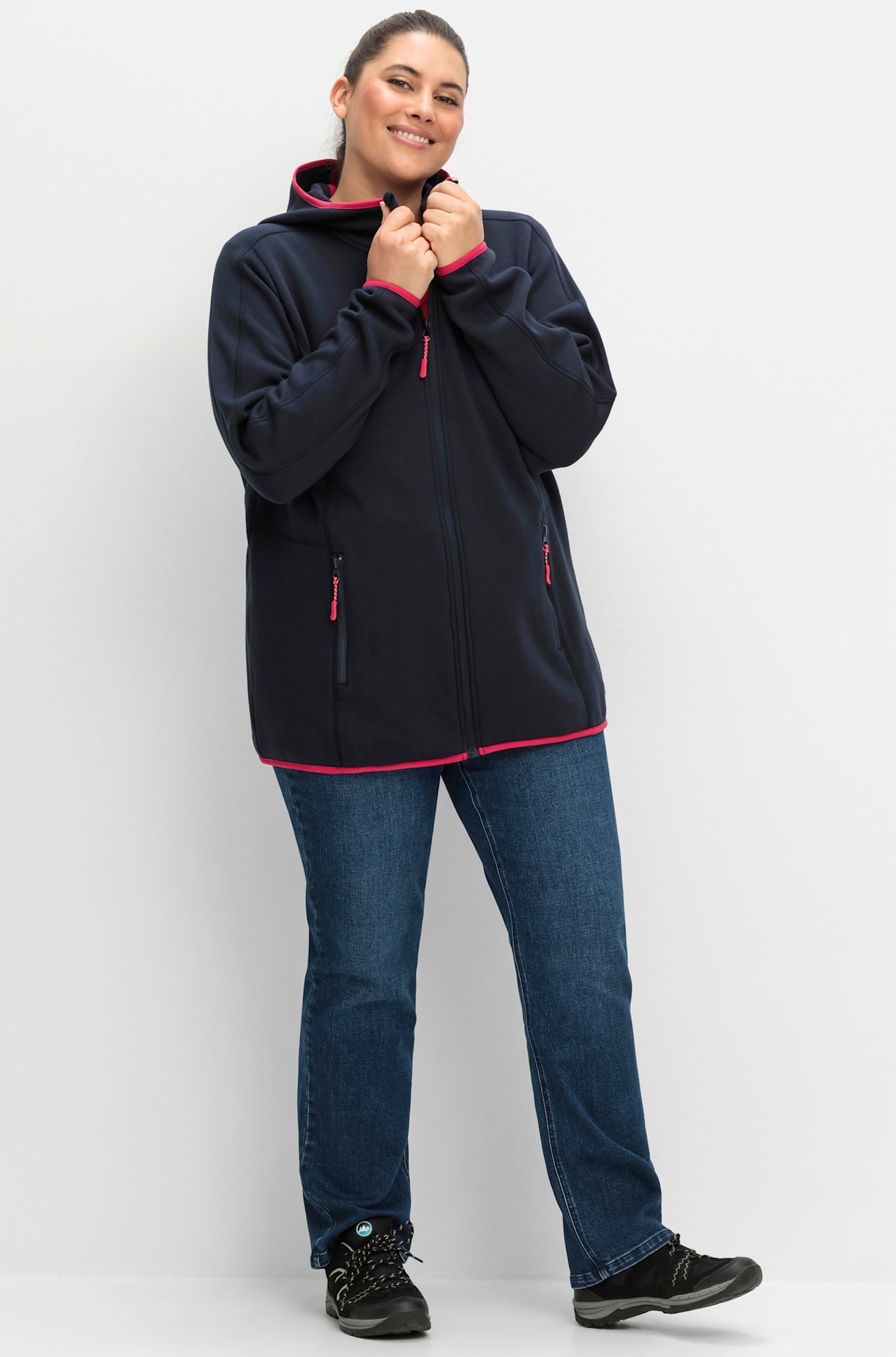 Sheego Fleecejacke, mit Kapuze günstig online kaufen