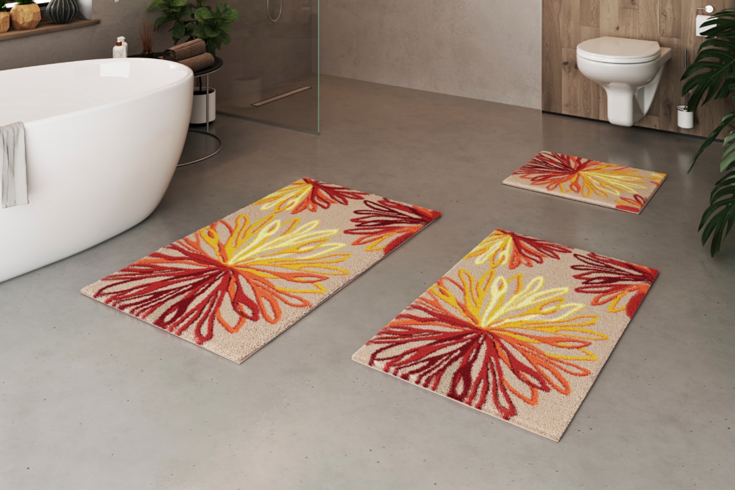Grund 1100000002199 »Art« Höhe 20 mm rutschhemmend beschichtet fußbodenheizungsgeeignet florales Muster, elegante Badematte