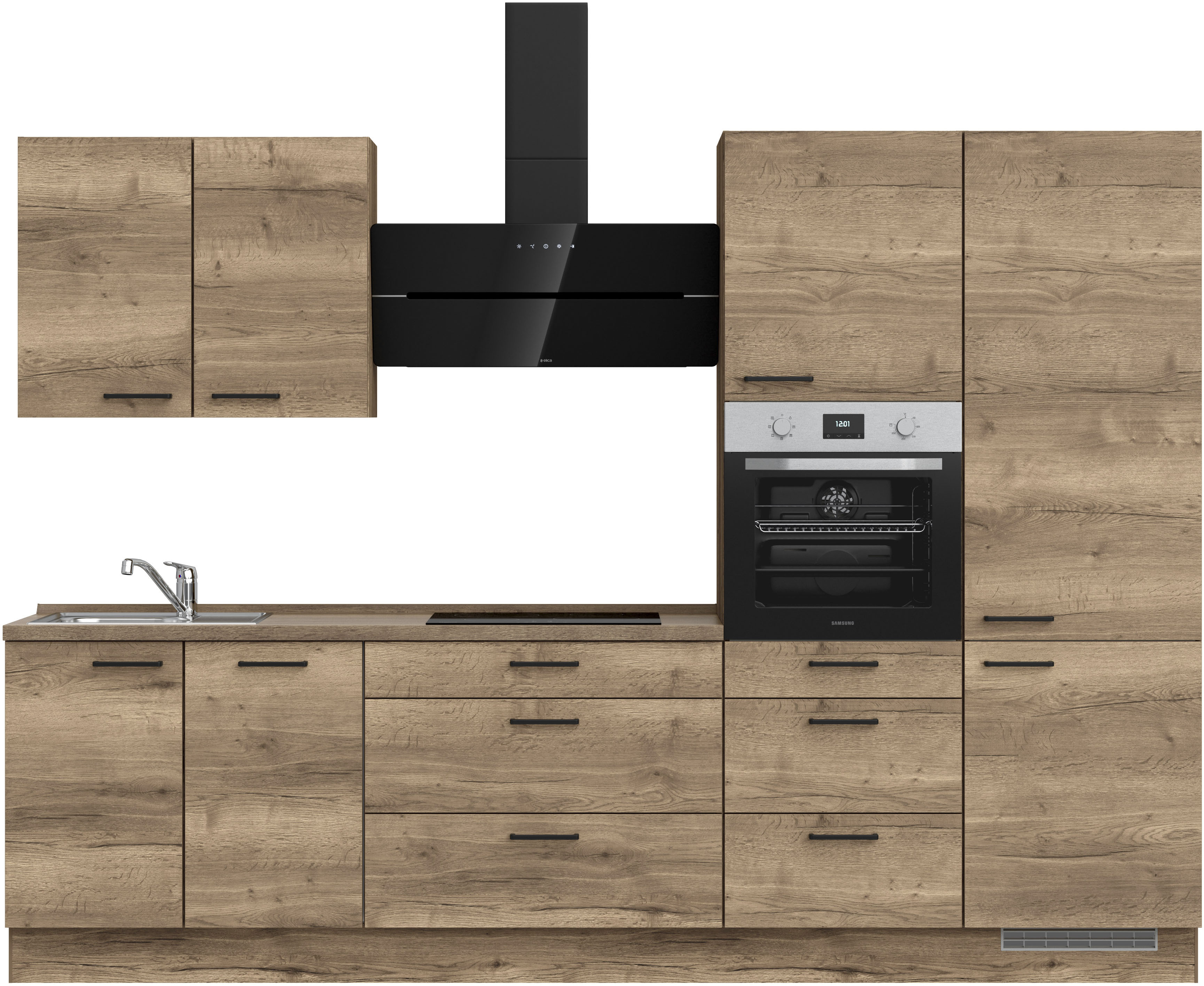nobilia Küchenzeile ""Structura II", NEU: individuell anpassbar mit gratis Profi-Beratung" vormontiert, Breite 300 cm, Ausrichtung wählbar, wahlw. mit E-Geräten