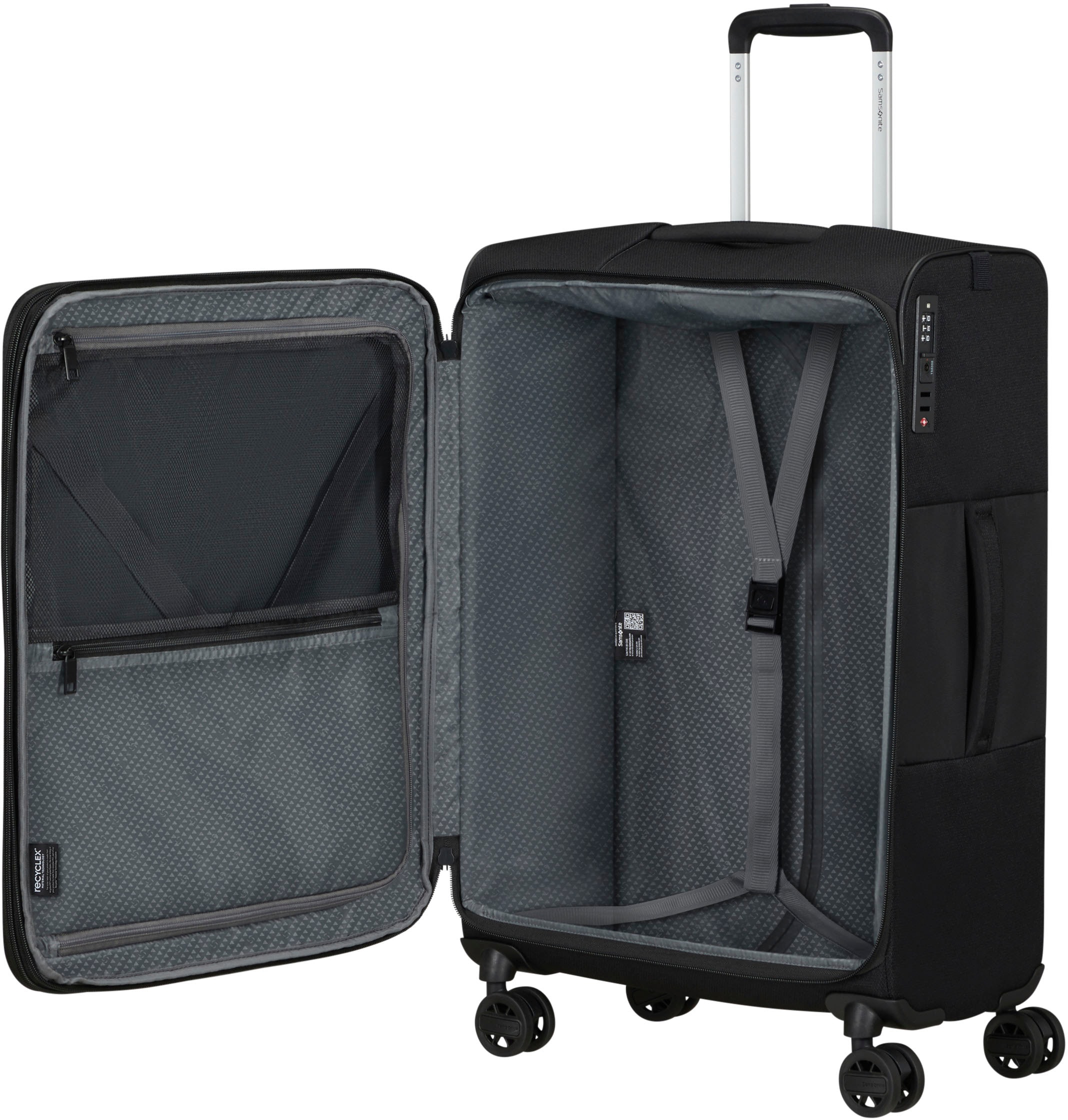 Samsonite Weichgepäck-Trolley »VAYCAY, black, 66 cm«, 4 St. Rollen, Reisekoffer Trolley Aufgabegepäck TSA-Zahlenschloss Volumenerweiterung