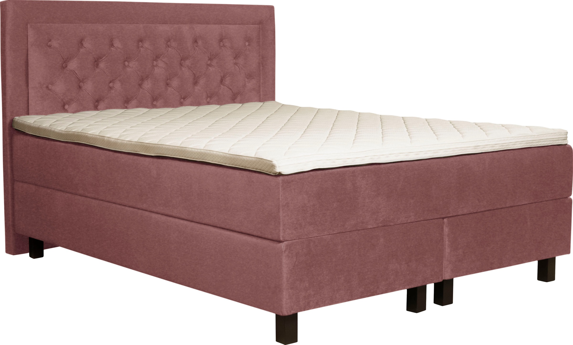 Boxspringbett HOME AFFAIRE "Jeanne", rosa (rosé), B:161cm L:208cm, 100% Polyester, Komplettbetten, Boxspringbett, inkl. Topper mit Taschen-Federkernmatratze 2
