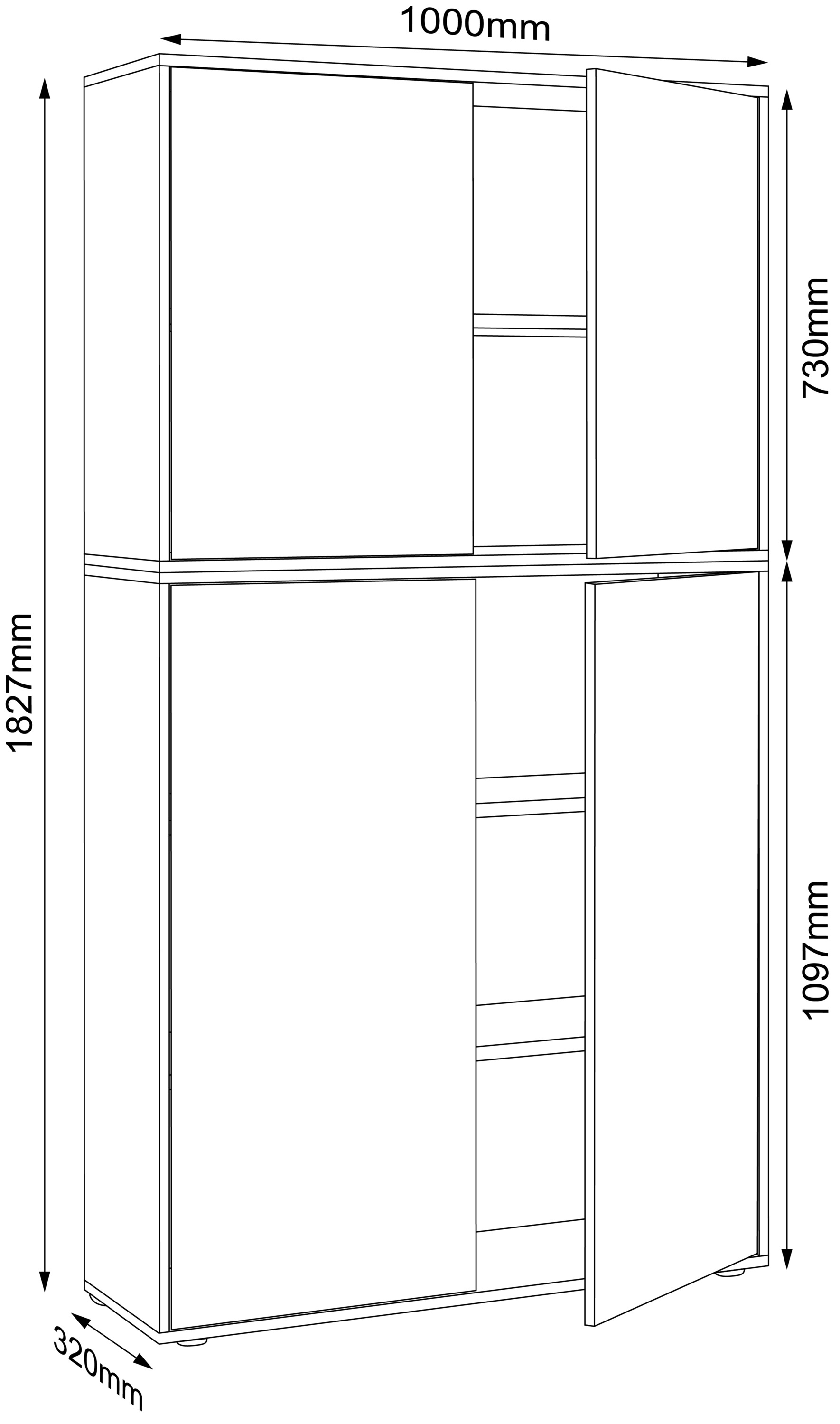 VCM Aktenschrank »VCM Holz Büroschrank Ordner Aktenschrank Büromöbel Schrank Salia 5-fach Breite 100 cm Drehtüren«, (1 St.)
