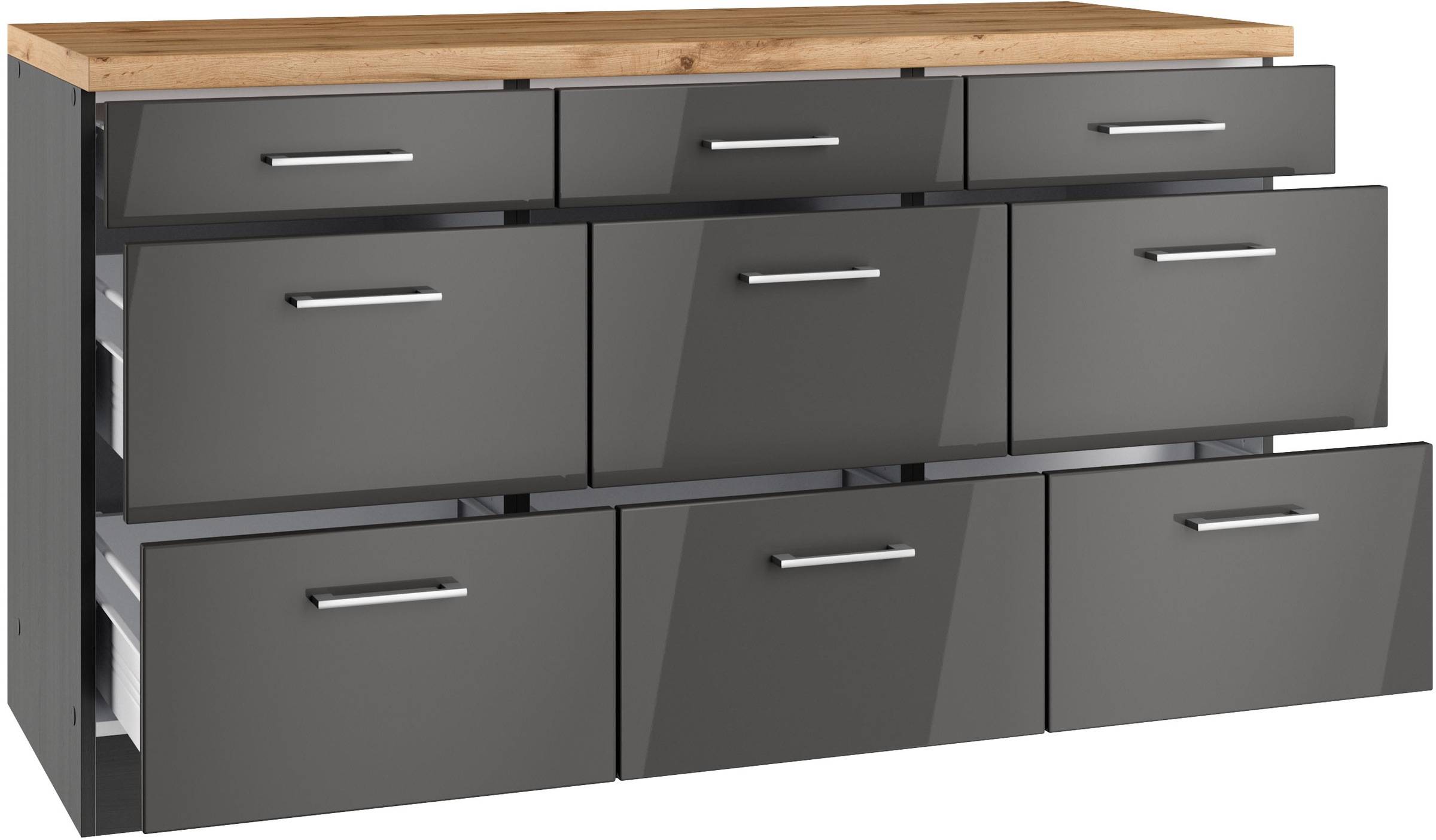 Thumbnail - KOCHSTATION Unterschrank "KS-Milan" Auszugschrank 150 cm, matte oder hochglänzende Fronten