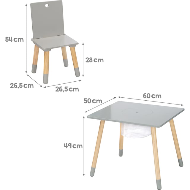 roba® Kindersitzgruppe »Sitzgruppe mit Aufbewahrungsnetz, grau«, aus Holz  kaufen | BAUR