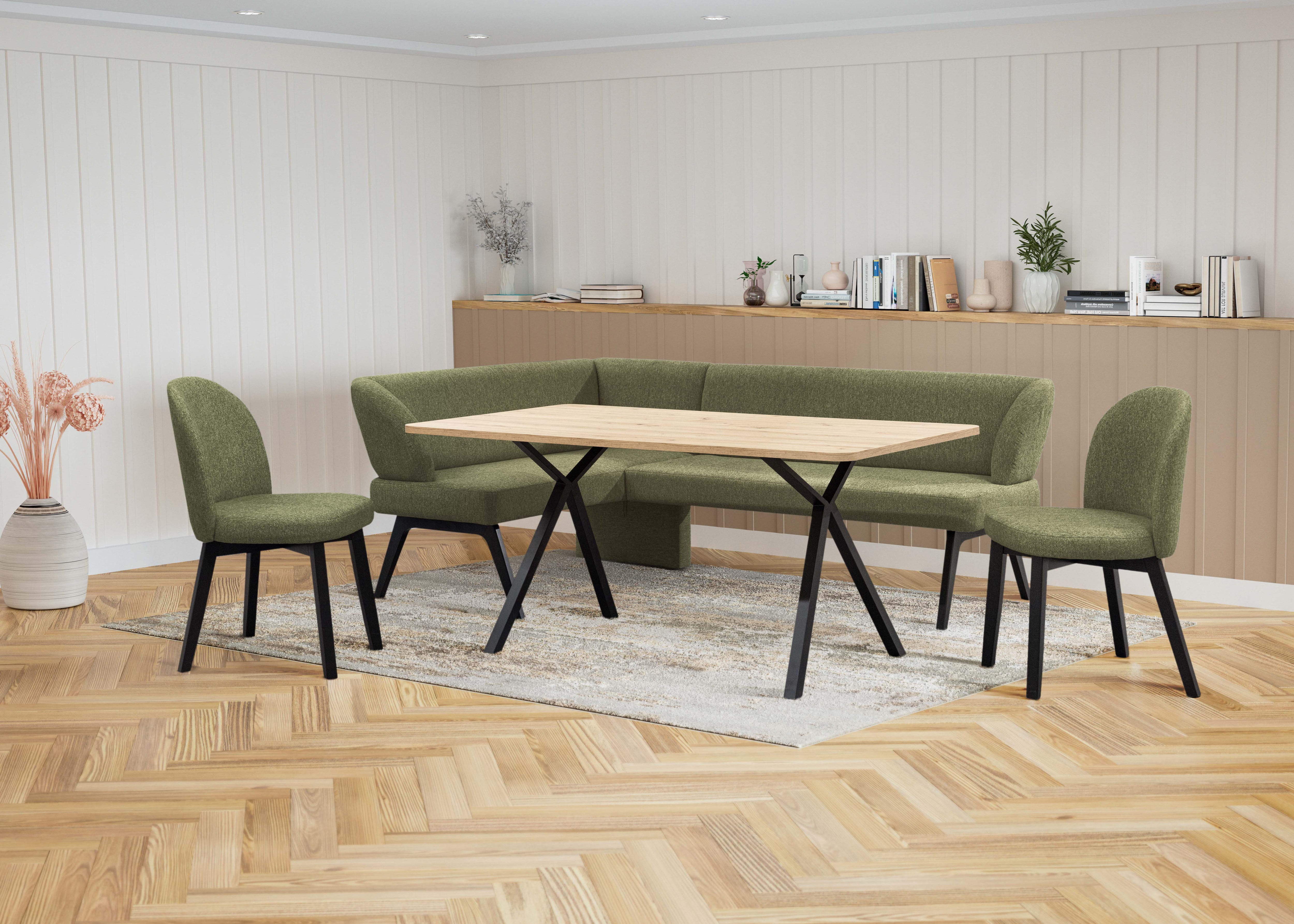 OTTO home "Aretha Essecke, Sitzgruppe, Eckbank, Küchenbank" Set, 4er, 4 Stk. tlg. Esszimmer Sitzgruppe, Tisch, Stühle und Bank gepolstert, Nosagfederung