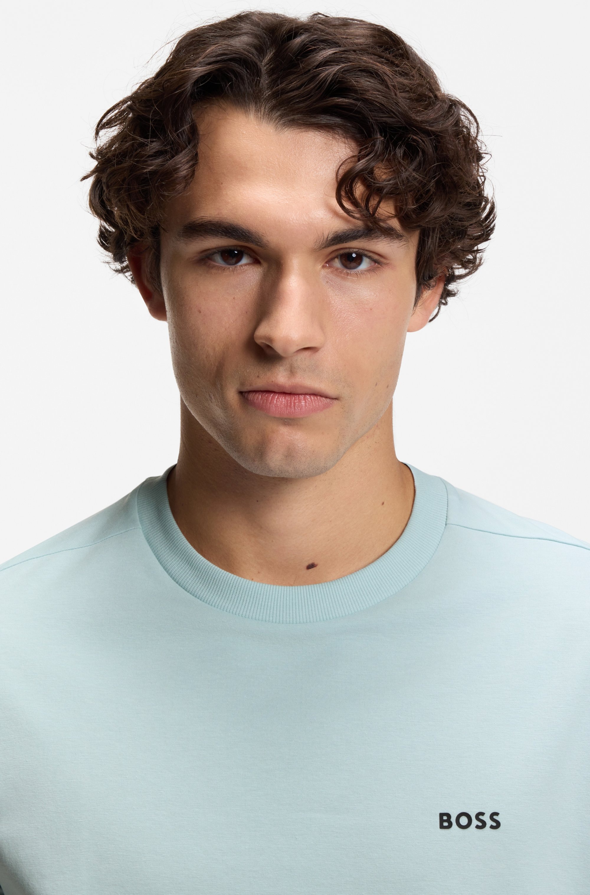 BOSS GREEN Rundhalsshirt "Tee" mit gummiertem Kontrast-Logo günstig online kaufen