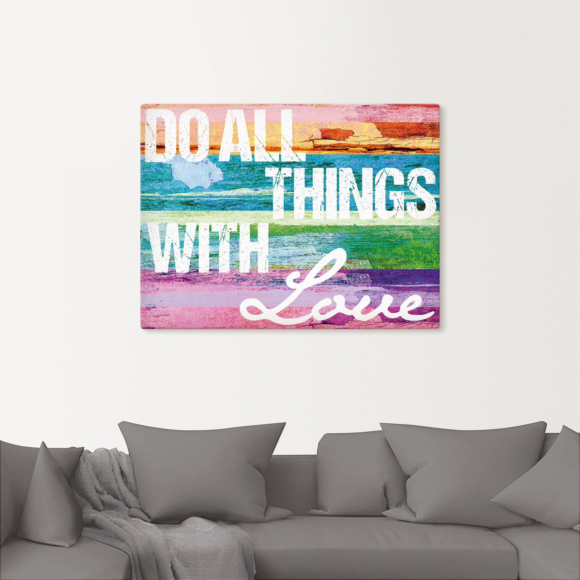Wandbild ARTLAND "Tu alles mit Liebe", bunt (farbe bild(er): bunt), B:80cm H:60cm, Bilder, als Leinwandbild, Poster in verschied. Größen 2