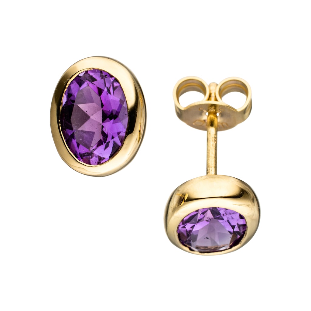 JOBO Paar Ohrstecker oval 585 Gold mit Amethyst JOBO Paar Ohrstecker oval 585 Gold mit Amethyst