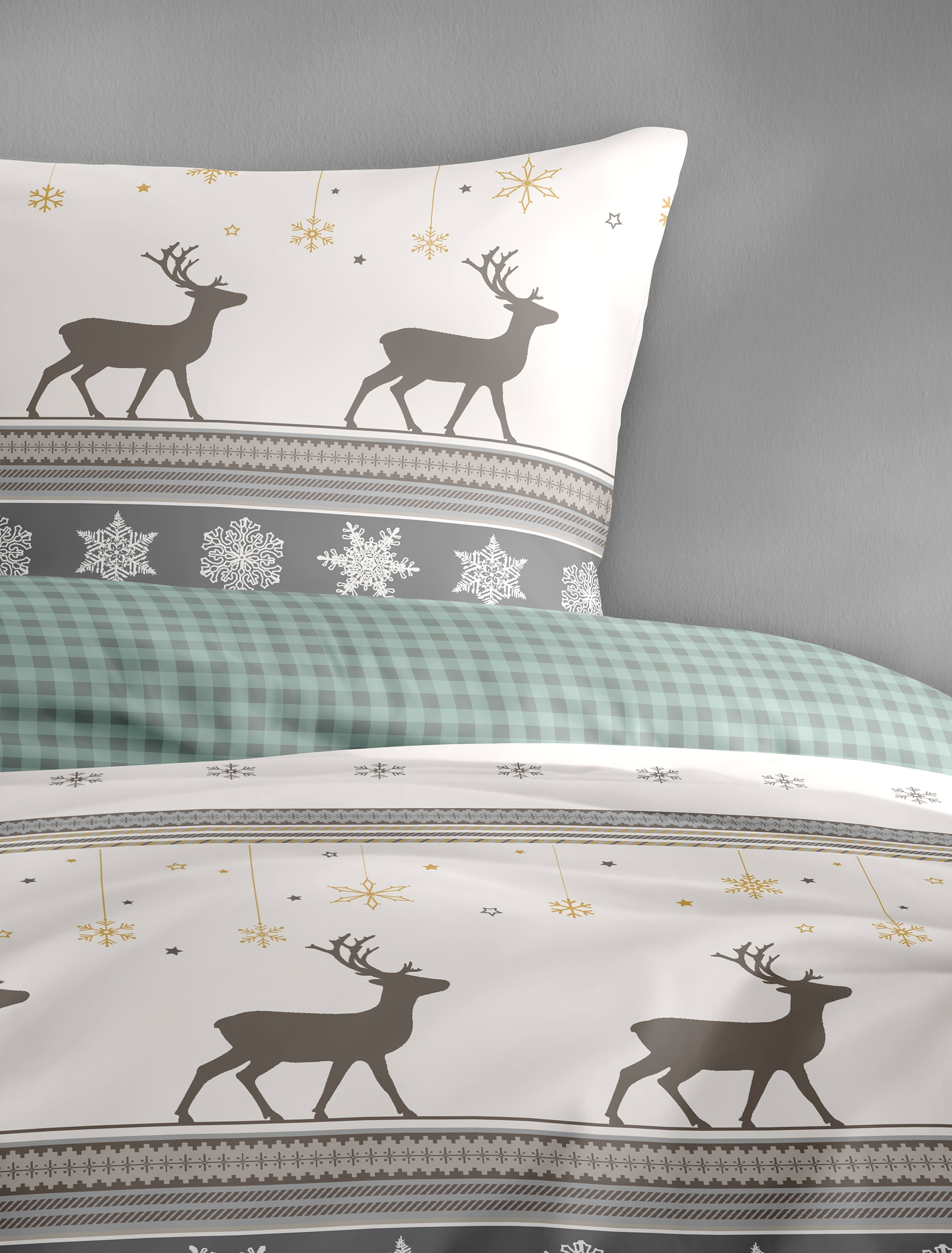 BIERBAUM Bettwäsche »4036« 2 Stk. tlg. Biber, 100 % Baumwolle, pflegeleicht, kuschelig weich