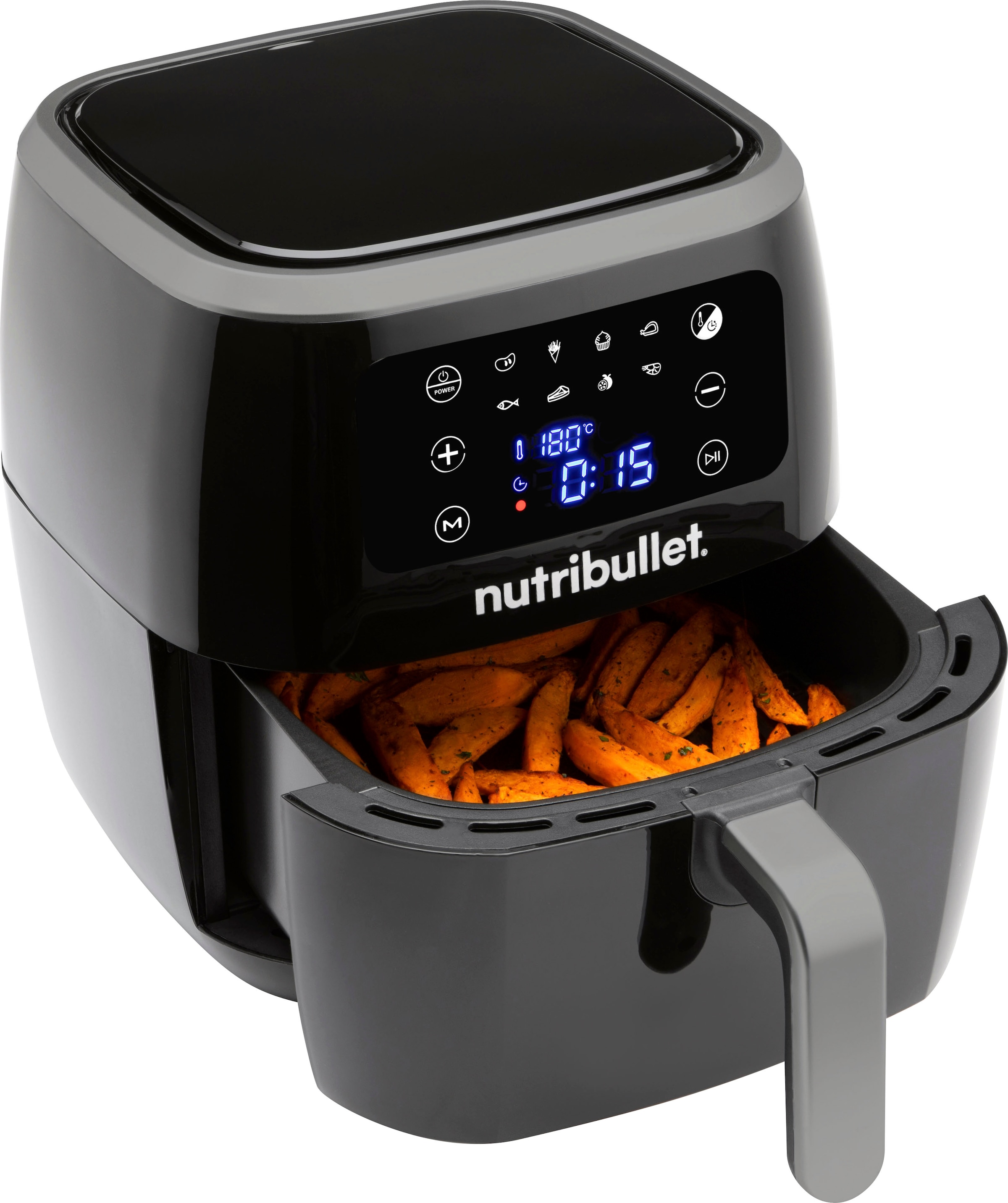 NUTRIBULLET Heißluftfritteuse "XXL Digital Air Fryer NBA071B, 7L Volumen, Schwarz", B:36cm H:39,3cm T:45cm, schwarz, Fritteusen, 1.800 Watt, 360