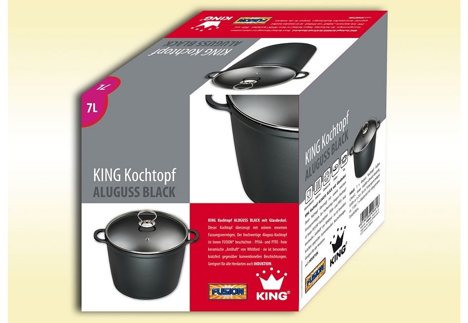 KING Kochtopf, Aluminiumguss, mit keramischer Liter, 24 | Innenbeschichtung, BAUR Induktion cm, 7 Ø