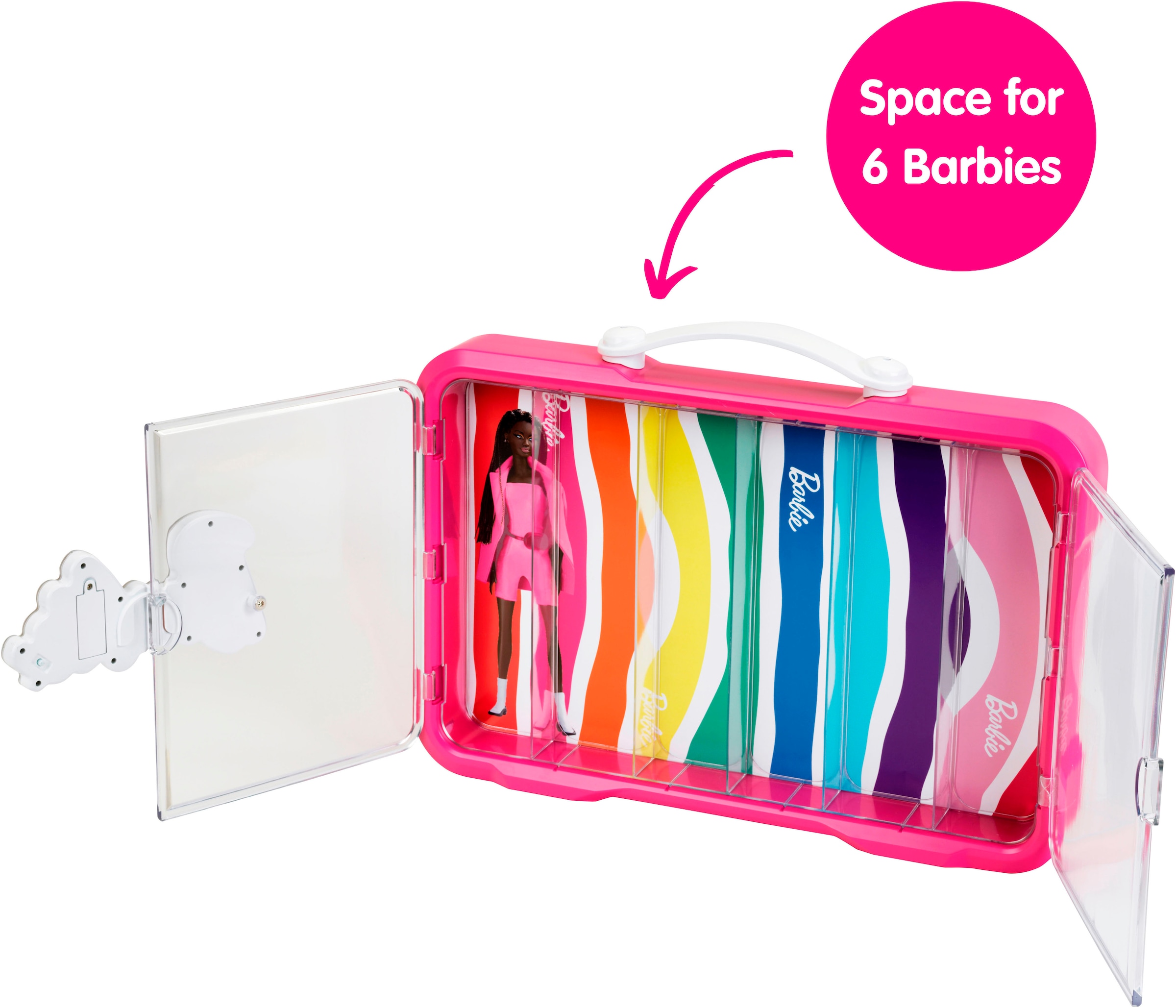 Klein Sammelkoffer »Barbie - Sammelvitrine für 6 Barbies«, mit leuchtendem Barbie Logo