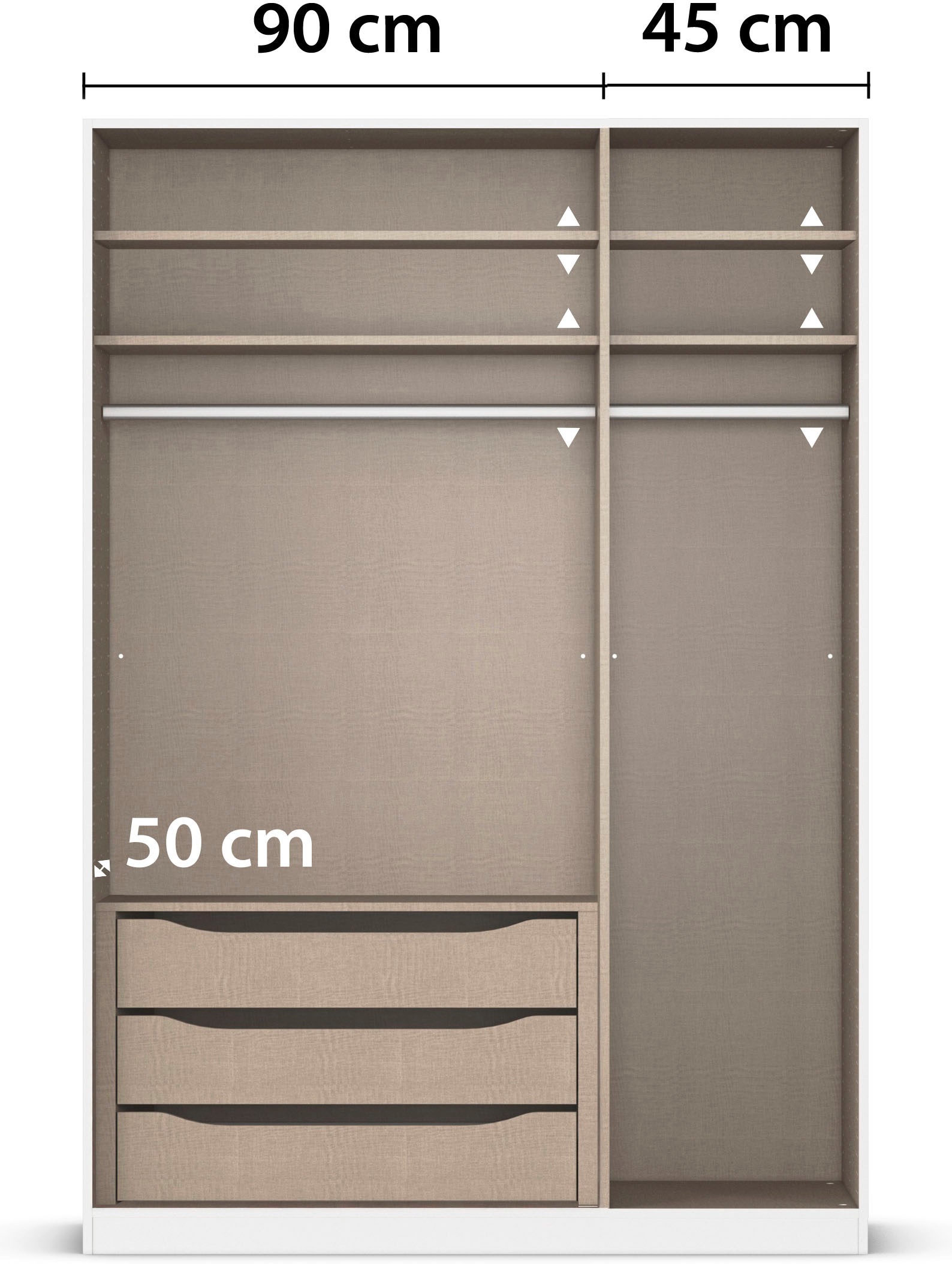rauch Kleiderschrank, (in 3 verschiedenen Ausstattungen BASIC/CLASSIC/PREMIUM), mit hochwertigen Stangengriffen in Schwarz aus Metall MADE IN GERMANY