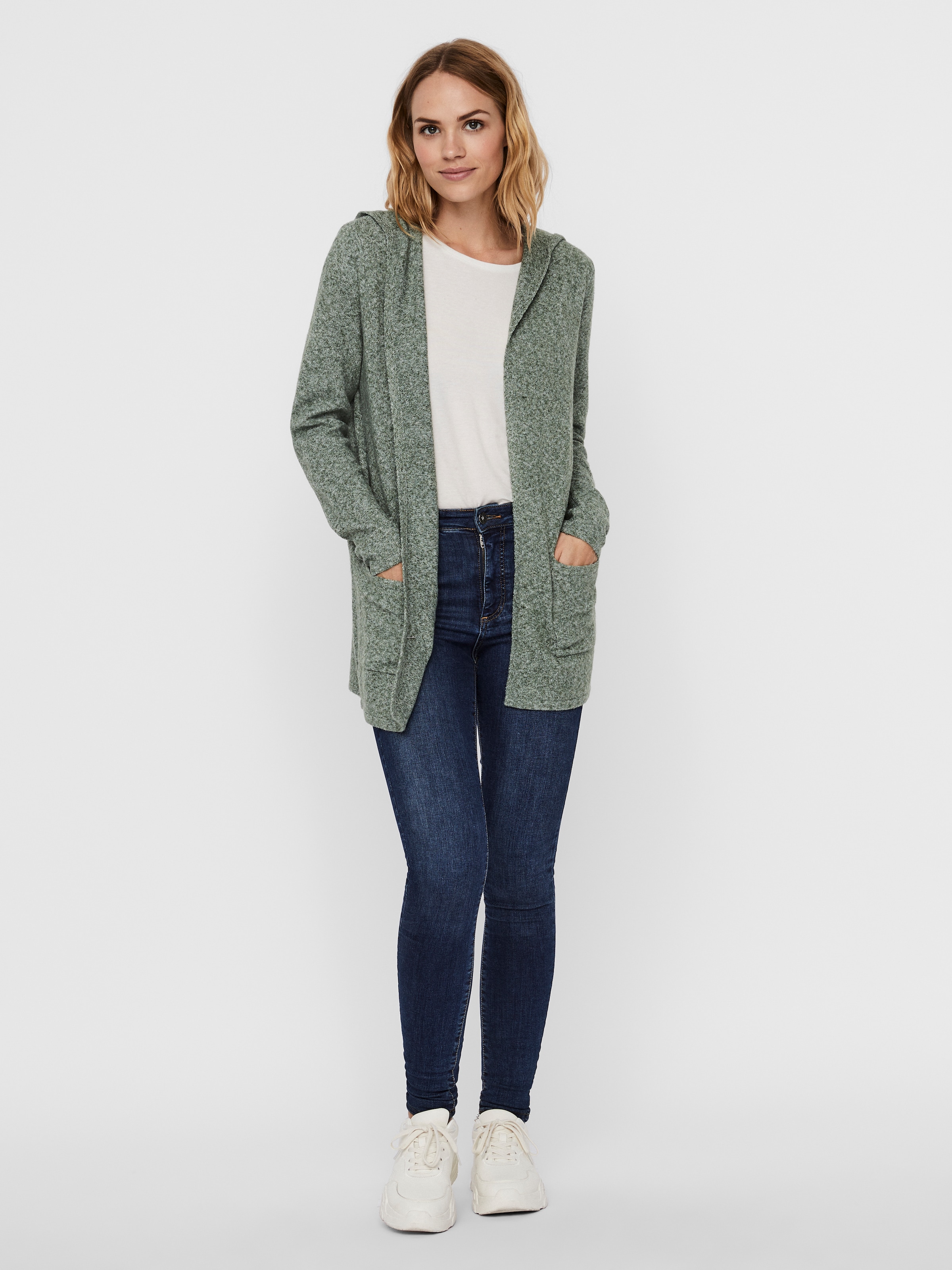 Vero Moda Strickjacke »VMDOFFY LS OPEN HOOD CARDIGAN GA NOOS« Materialmix, regular fit