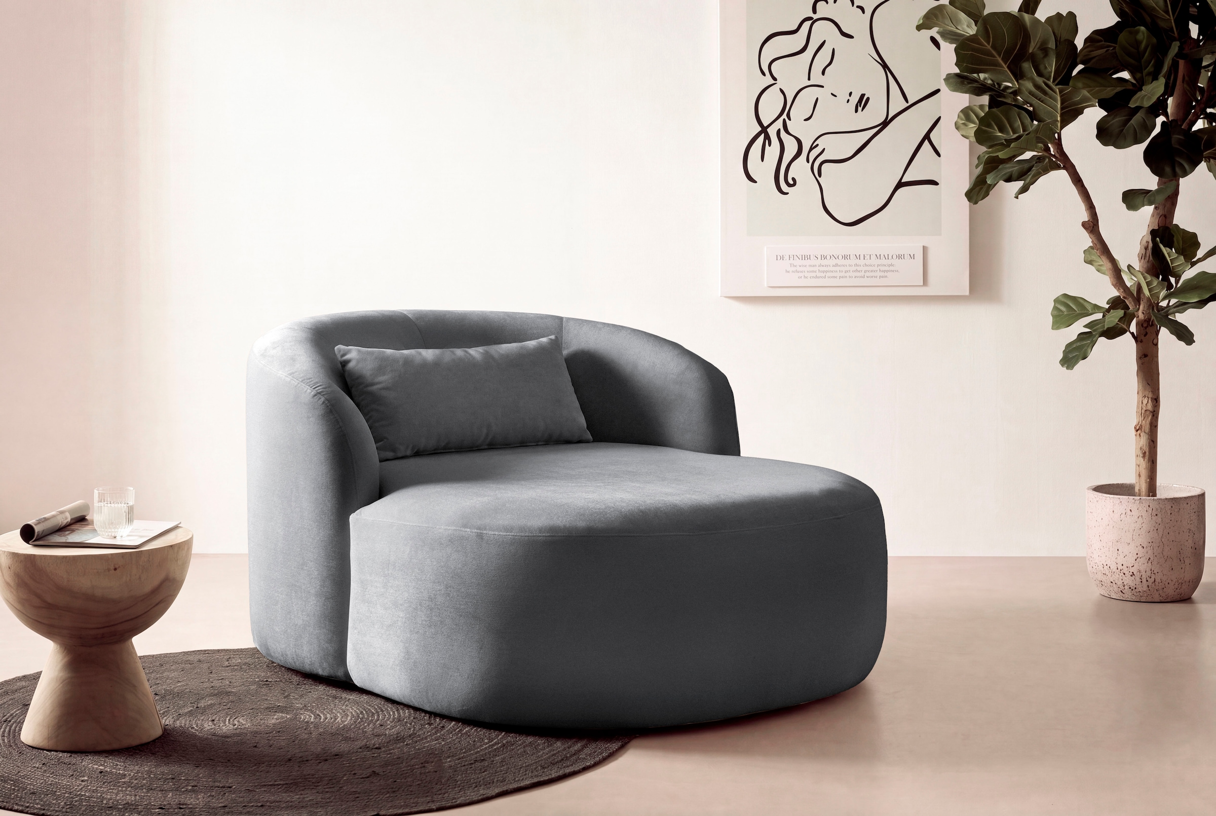 LeGer Home by Lena Gercke XXL-Sessel "Yllara, moderner Lesesessel, Loveseat mit großzügiger Sitzfläche" mit geschwungener Rückenlehne in Samt oder Struktur