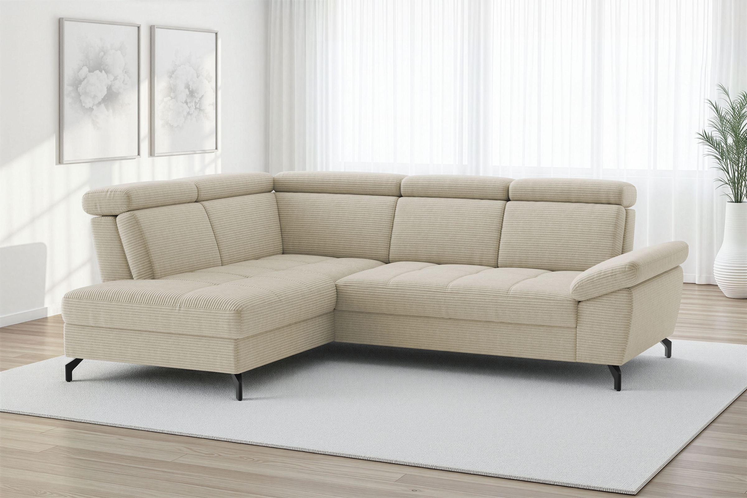 sit&more Ecksofa "Vanity; L-Form, B. 254 cm" Inkl.Sitz-,Kopf-und Armteilverstellung
