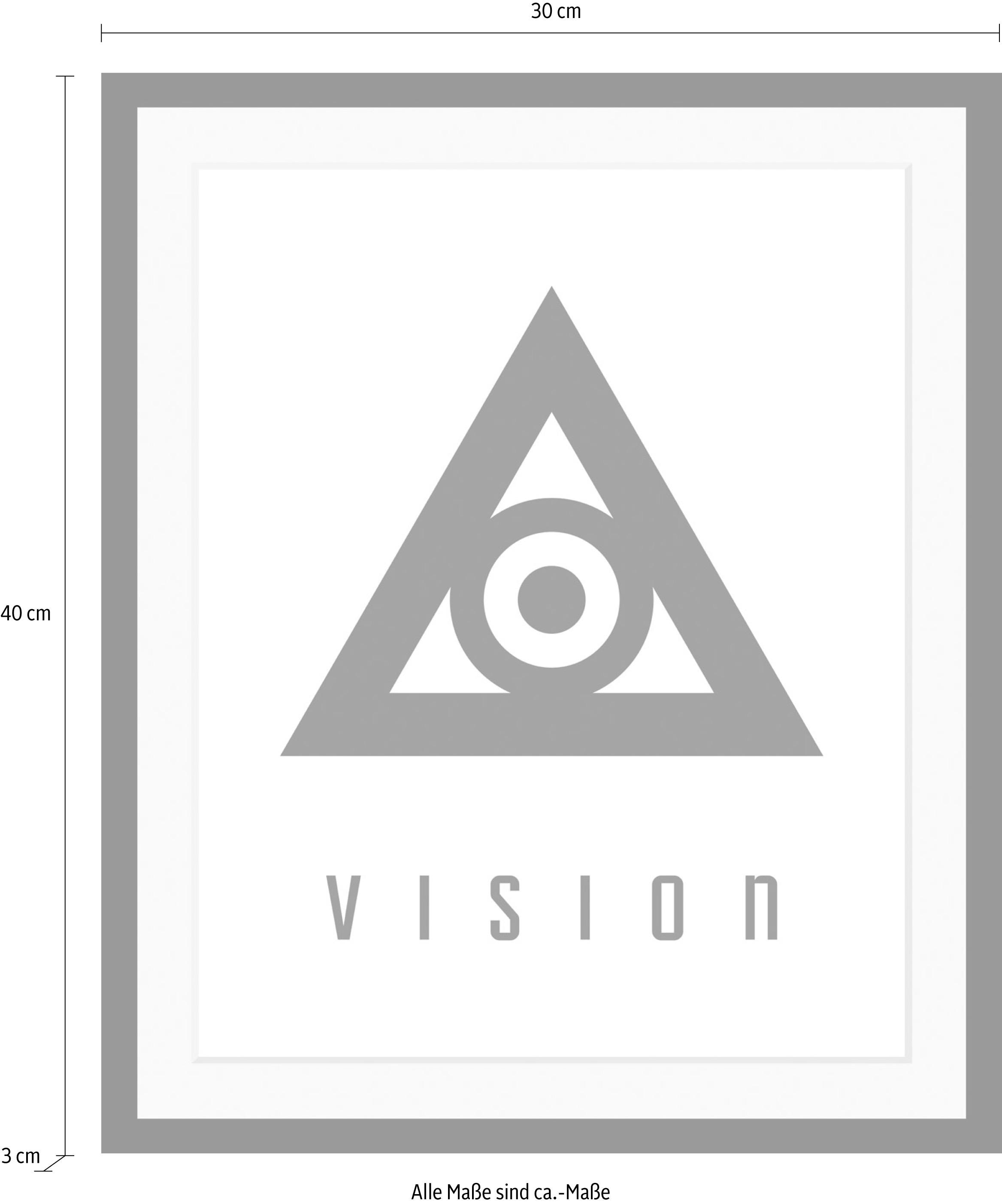 queence Bild »Vision« Motivationsbilder | Schriftzug | Schriftzüge | Schwarz-Weiß HD Premium Poster-Druck inkl. Holzrahmen