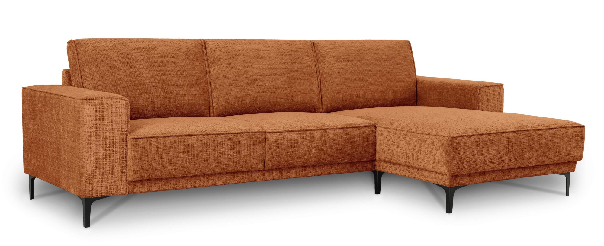 Places of Style Ecksofa »Polsterecke Oland, Struktur, Flachgewebe, Luxus-Microfaser, Boucle«, L-Form, 280 cm, Wellenunterfederung, Skandi-Design, Metallfüße