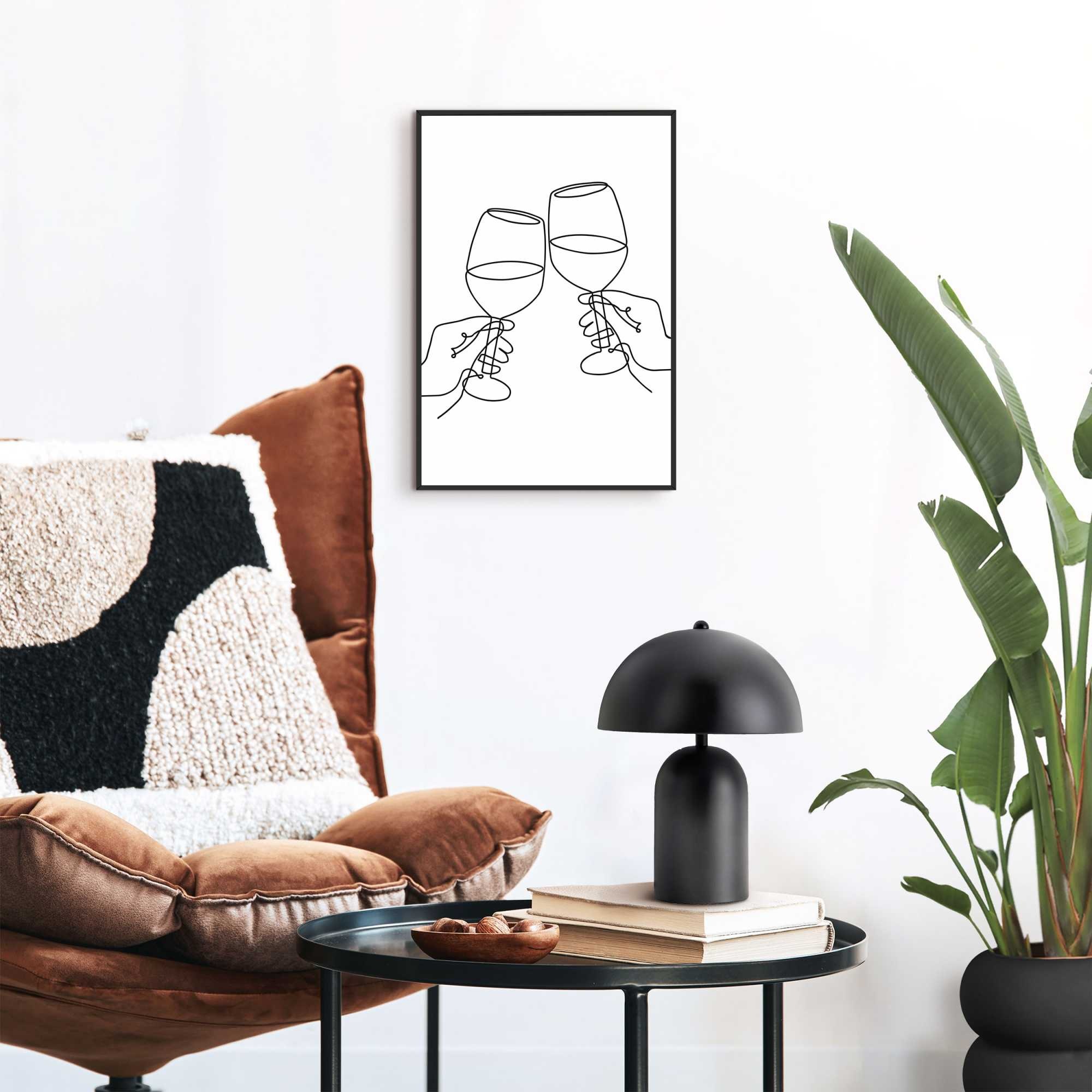 Reinders! Poster »Wein«, Küche - Schwarz-Weiß - MDF - Line Art - 20x30 cm