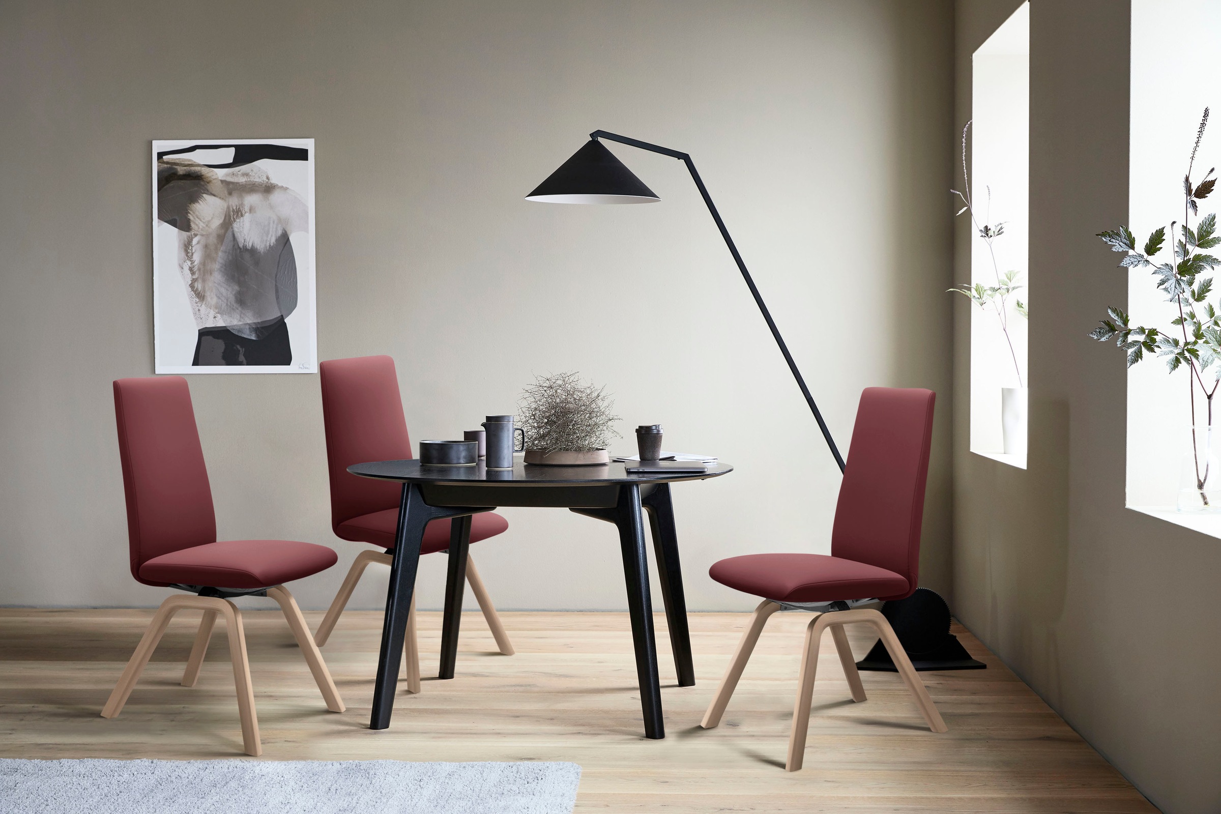 Stressless Polsterstuhl "Laurel" () High Back, Größe M, mit schräggestellten Beinen in Eiche gekalkt