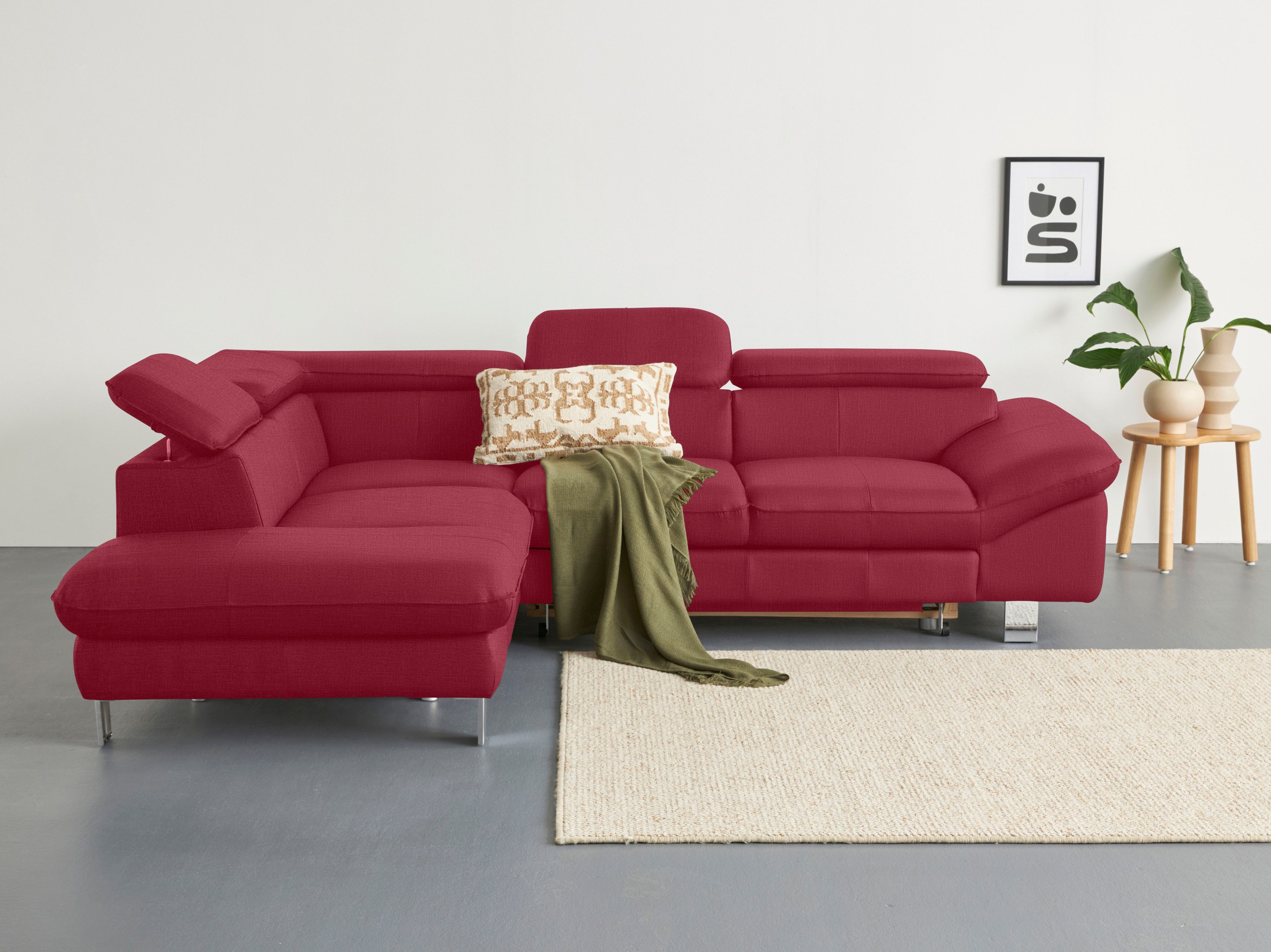 COTTA Ecksofa "Driver L-Form, B: 265cm, moderne Couch, Wellenunterfederung, inkl. 3 x" Kopfteilverstellung, optional Schlaffunktion & Bettkasten