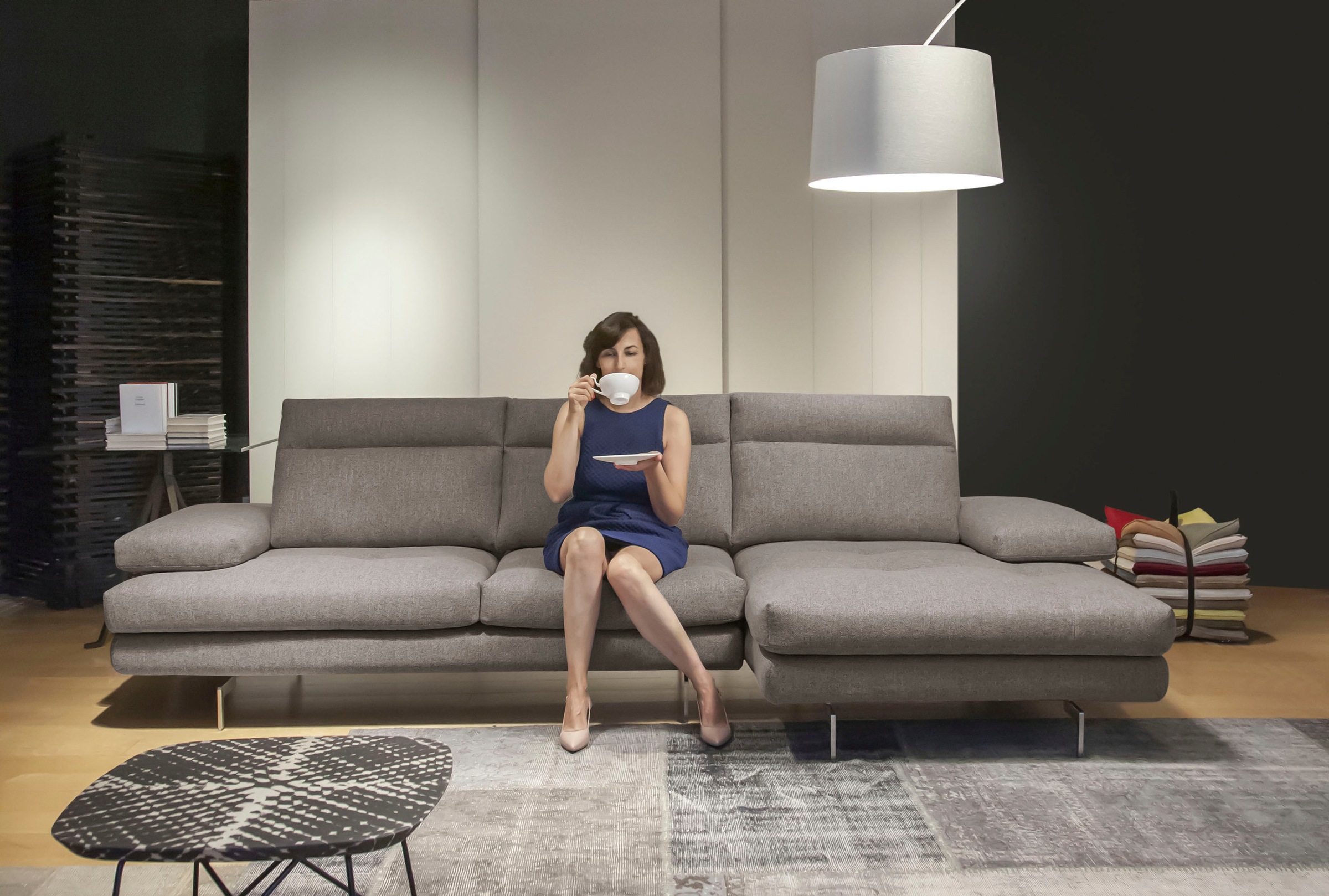 CALIA ITALIA Ecksofa »Toby Wing, L-Form, Designsofa mit sensationellem Sitzkomfort«, inklusive Sitztiefenverstellung, Füße in chrom glänzend