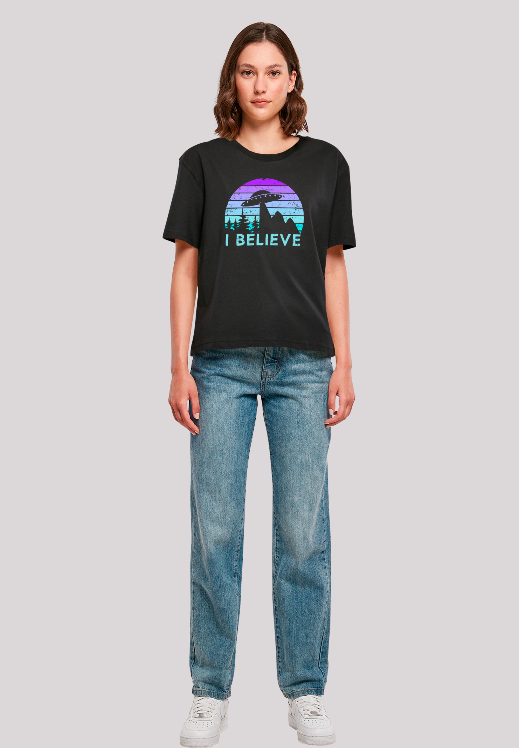 F4NT4STIC T-Shirt »I BELIEVE UFO Alien Raumschiff Retro«, Premium Qualität