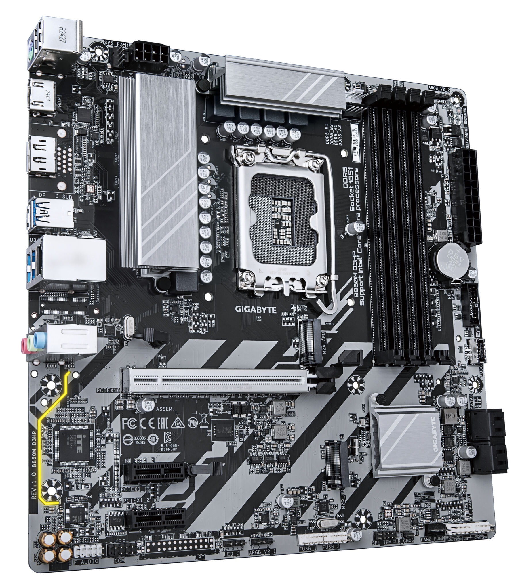 Gigabyte Mainboard »B860M D3HP Mainboard - Intel Core Ultra CPUs, 4+1+2+1 Phasen VRM, bis«