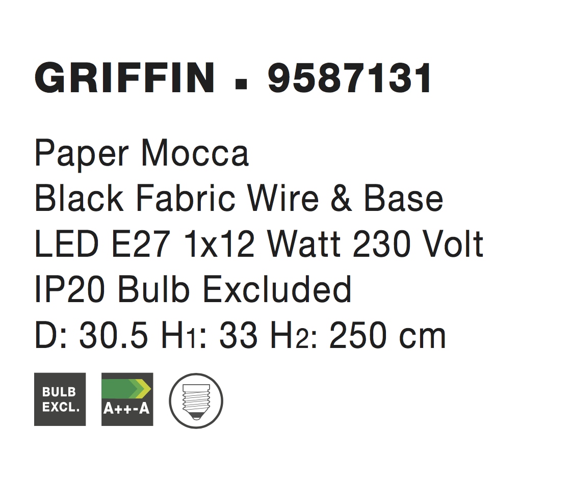 Nova Luce Hängeleuchten »GRIFFIN«, 1 flammig, Leuchtmittel E27 | ohne Leuchtmittel, Ohne Beleuchtung