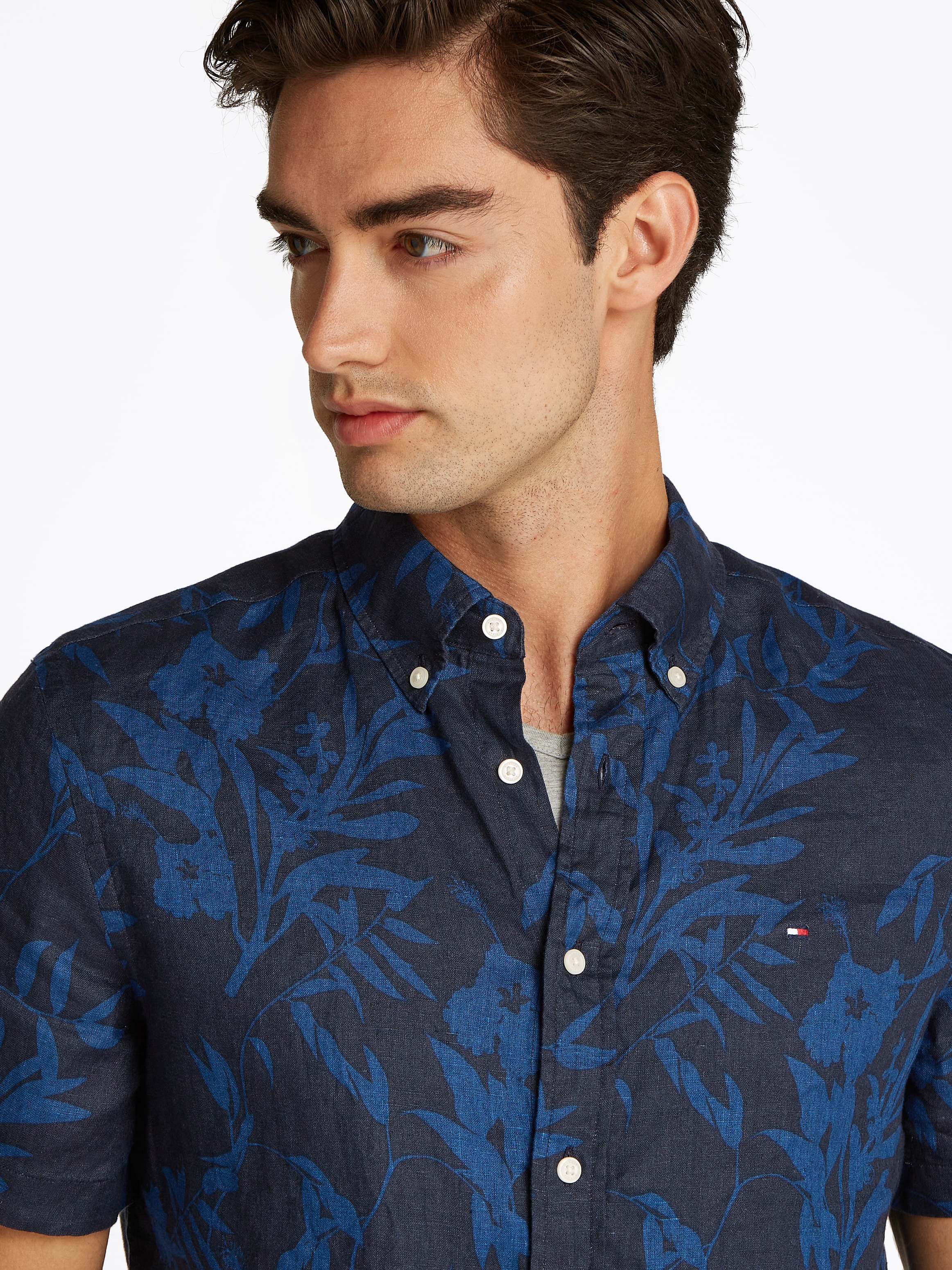 Tommy Hilfiger Leinenhemd »LINEN TROPICAL PRT SS RF SHIRT«, mit Allover Flowerprint