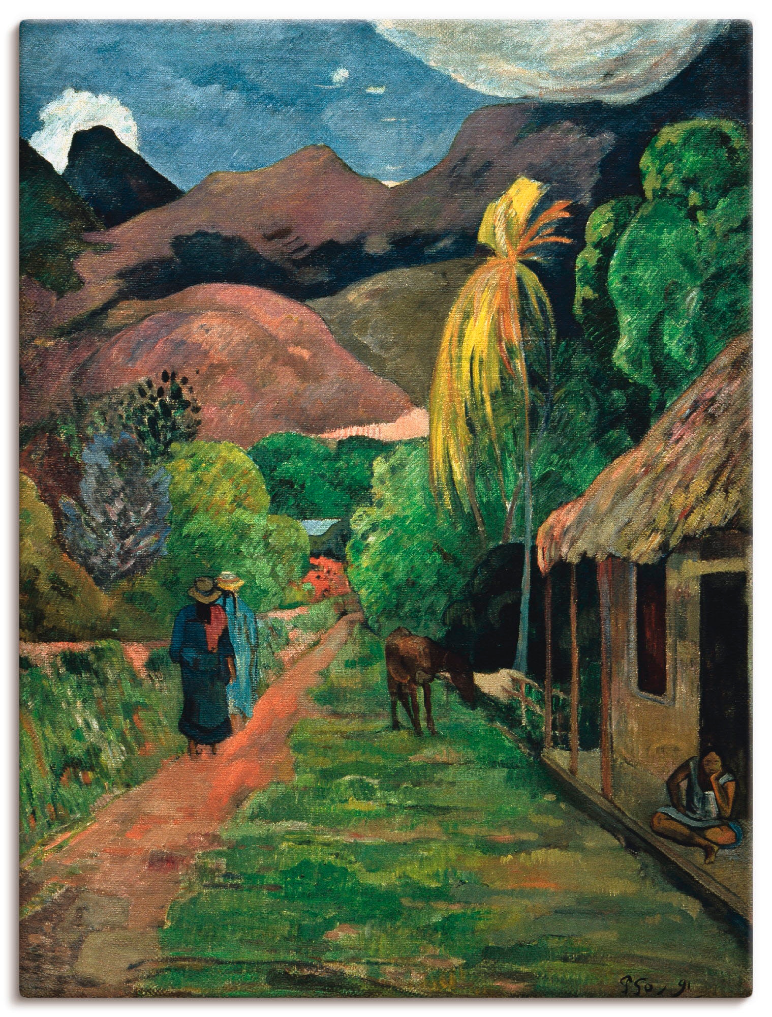 Artland Leinwandbild "Straße ins Gebirge 1891", Berge, (1 St.), auf Keilrahmen gespannt