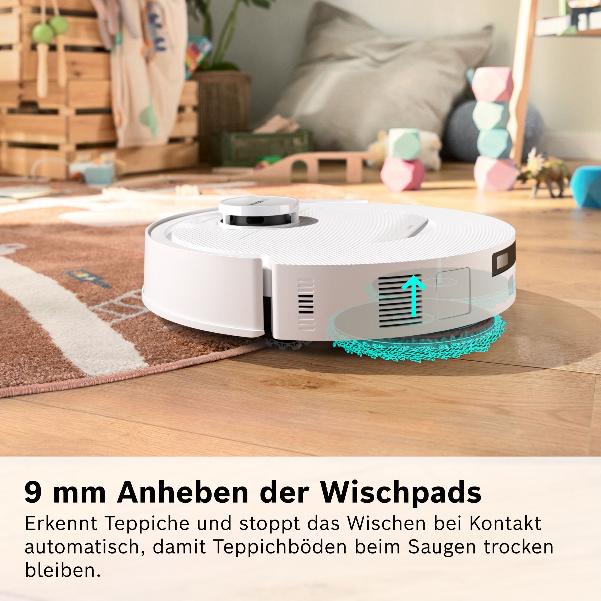 BOSCH Saugroboter »mit Wischfunktion Spotless 2 BCR2S1B/BCR2S1W, 25.000 Pa Saugkraft« Selbstreinigung, Nass-Trocken-Servicestation, rotierende Pads