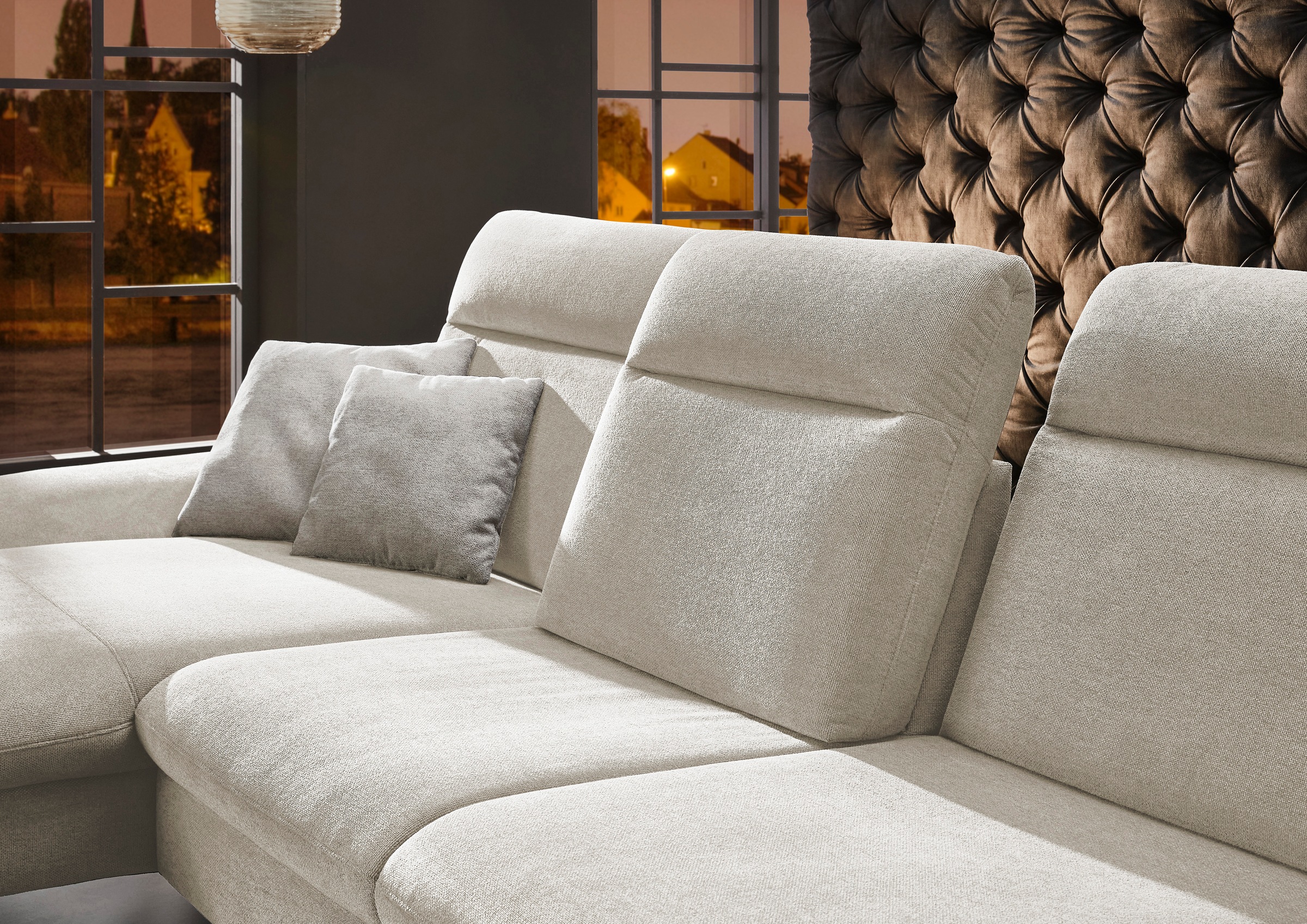 HUKLA Ecksofa »HU-HP22156 L-Form«, inkl. Kopfpolsterverstellung, optional mit Sitztiefenverstellung