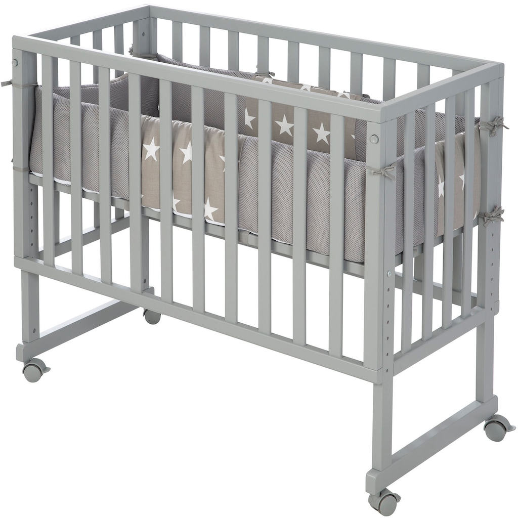 roba® Stubenbett »Safe Asleep® 2in1, taupe, Little Stars«, mit 4 Rollen, Matratze, Nestchen und Sicherheitsbarriere